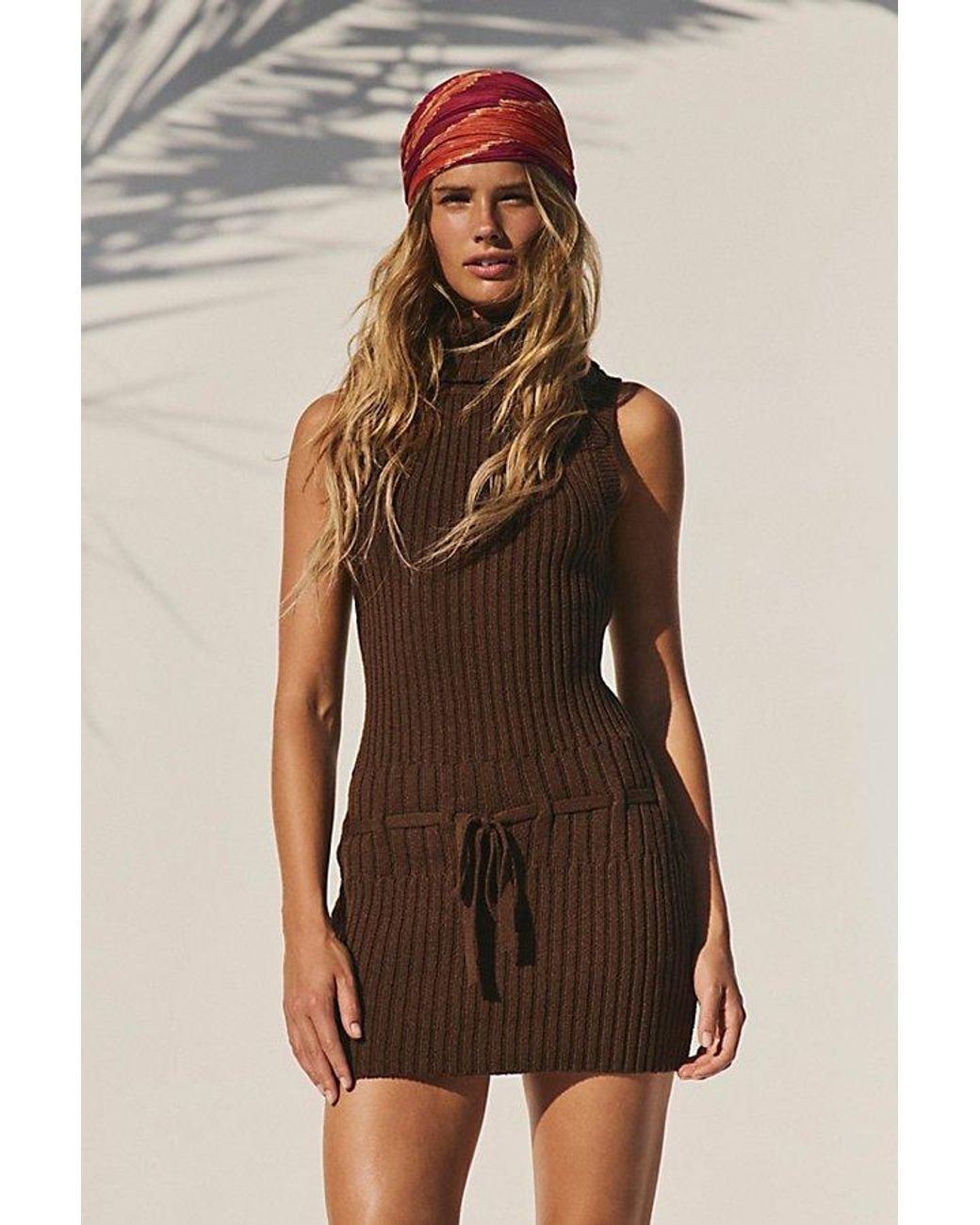 free-est Brown Silvia Mini Sweater Dress By
