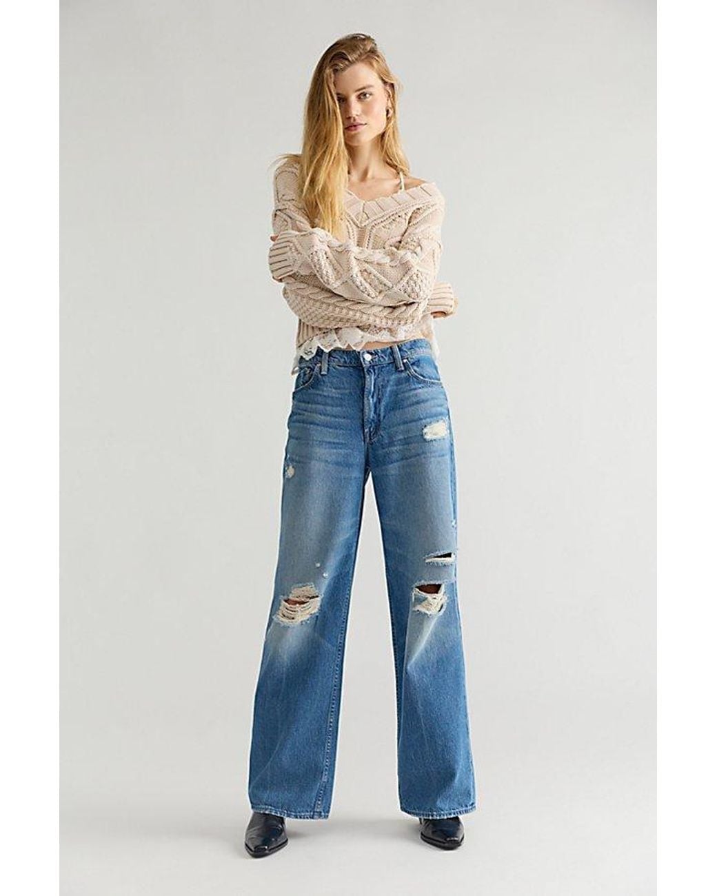 Mother Blue The Rerun Zip Sneak Jeans