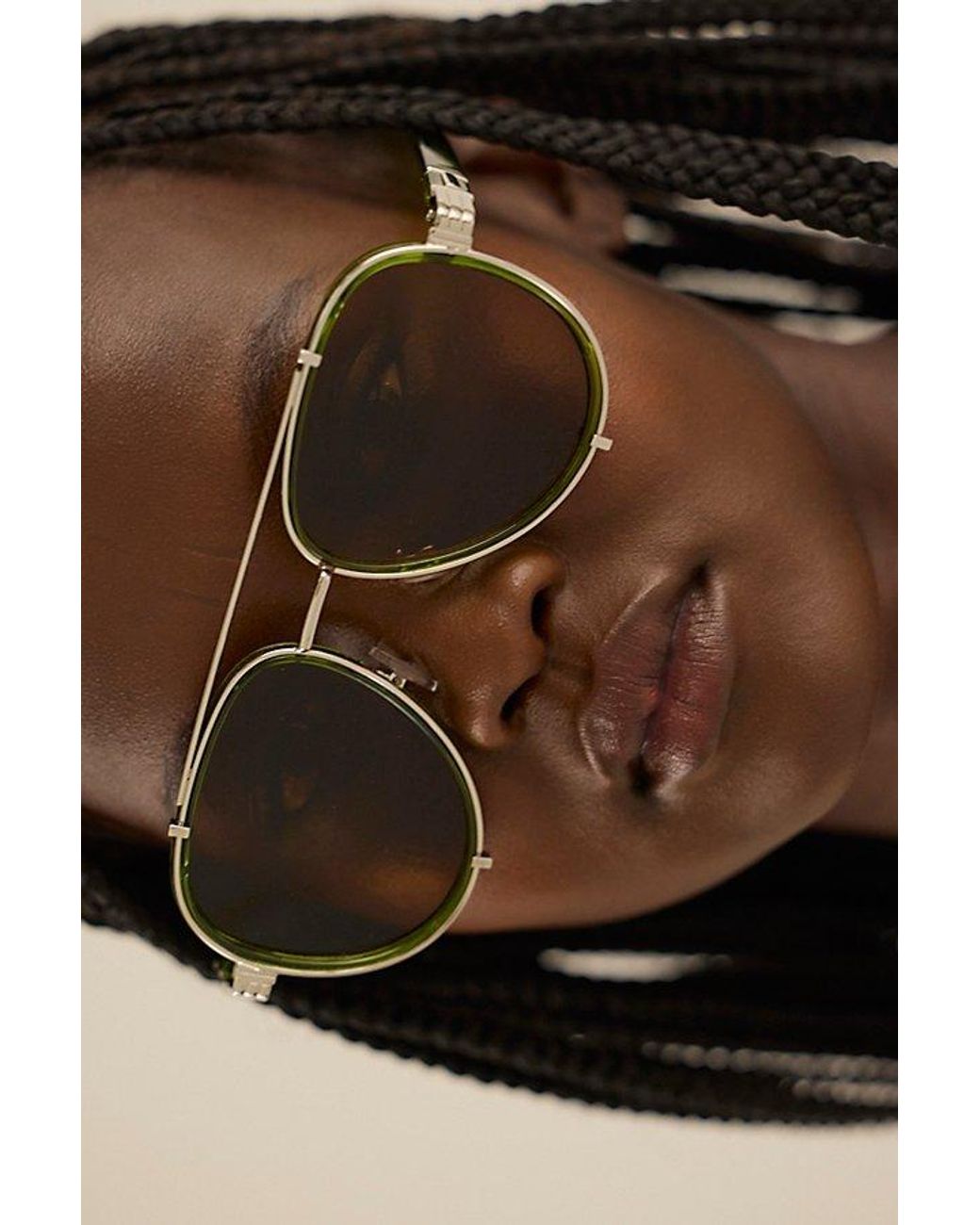 Free People Green Wesley Oversized Aviator Sunglasses