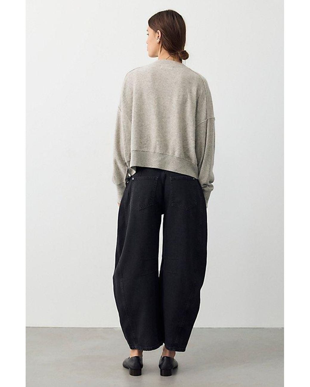 Free People Blue Good Luck Crossover Barrel Jeans