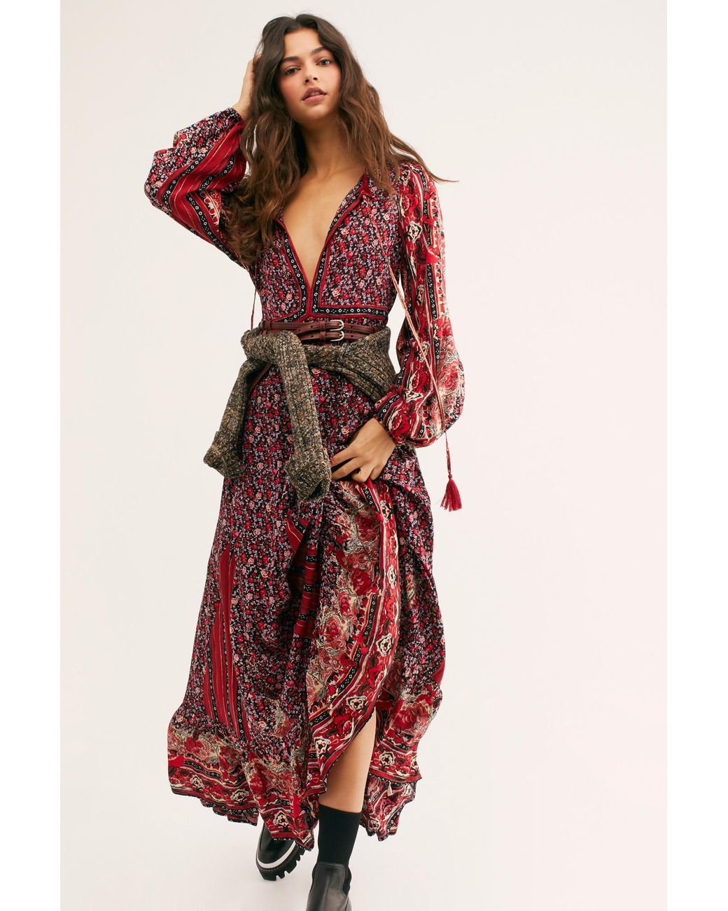 Free People Happy Feelings Midi Dress in Red | Lyst