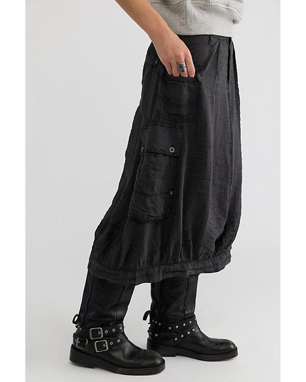 Free People Black Rogue Cargo Skirt
