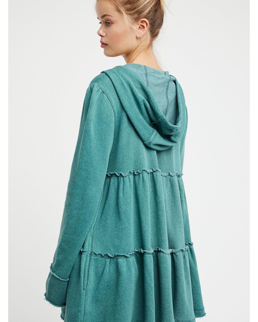 Free People Tiered Trapeze Zip Sweatshirt in Green Lyst