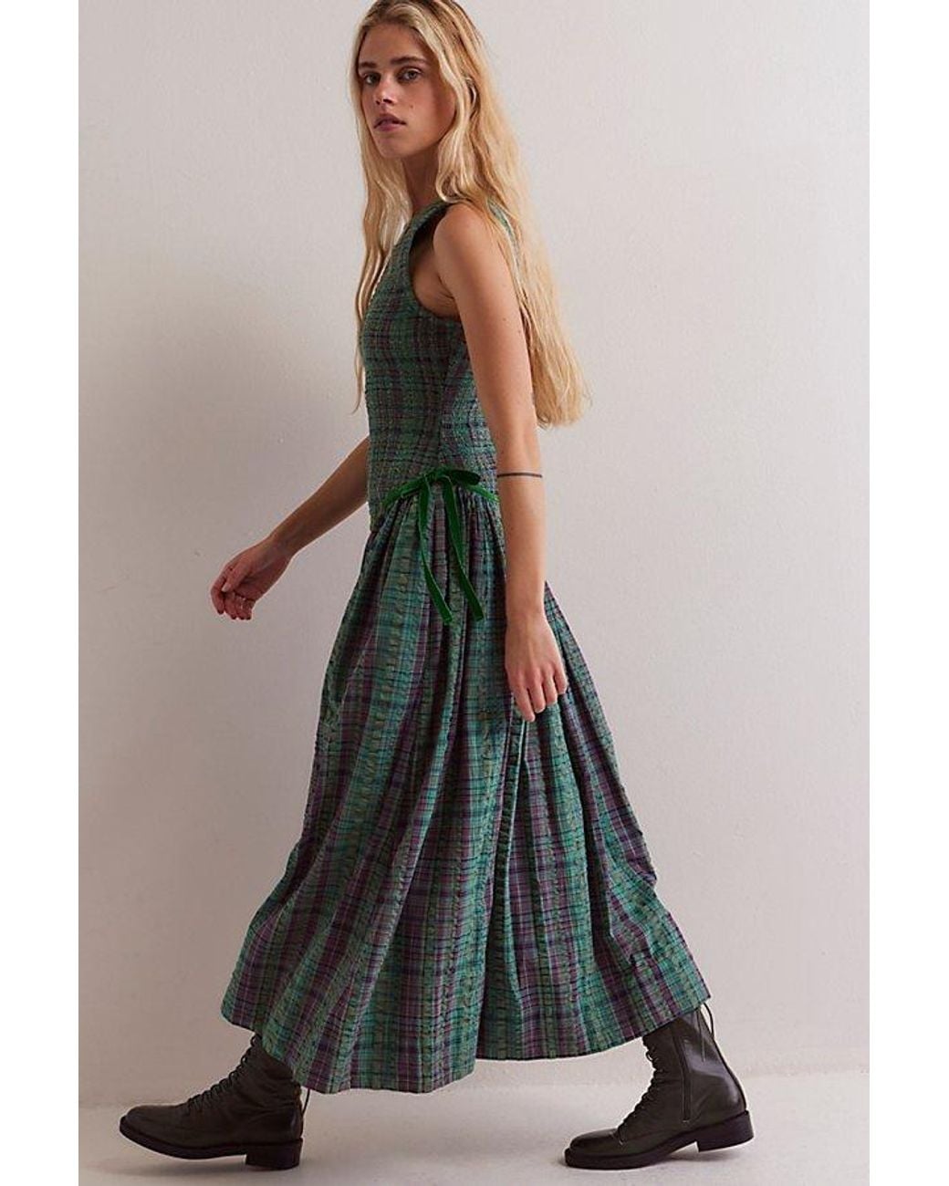 Free People Nightingale Plaid Midi Dress | Lyst