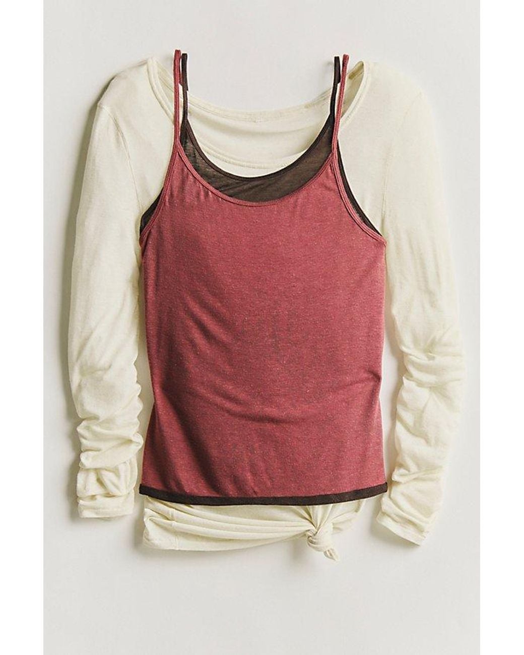 Intimately By Free People Red Stackable Sheer Twofer Tank Top By