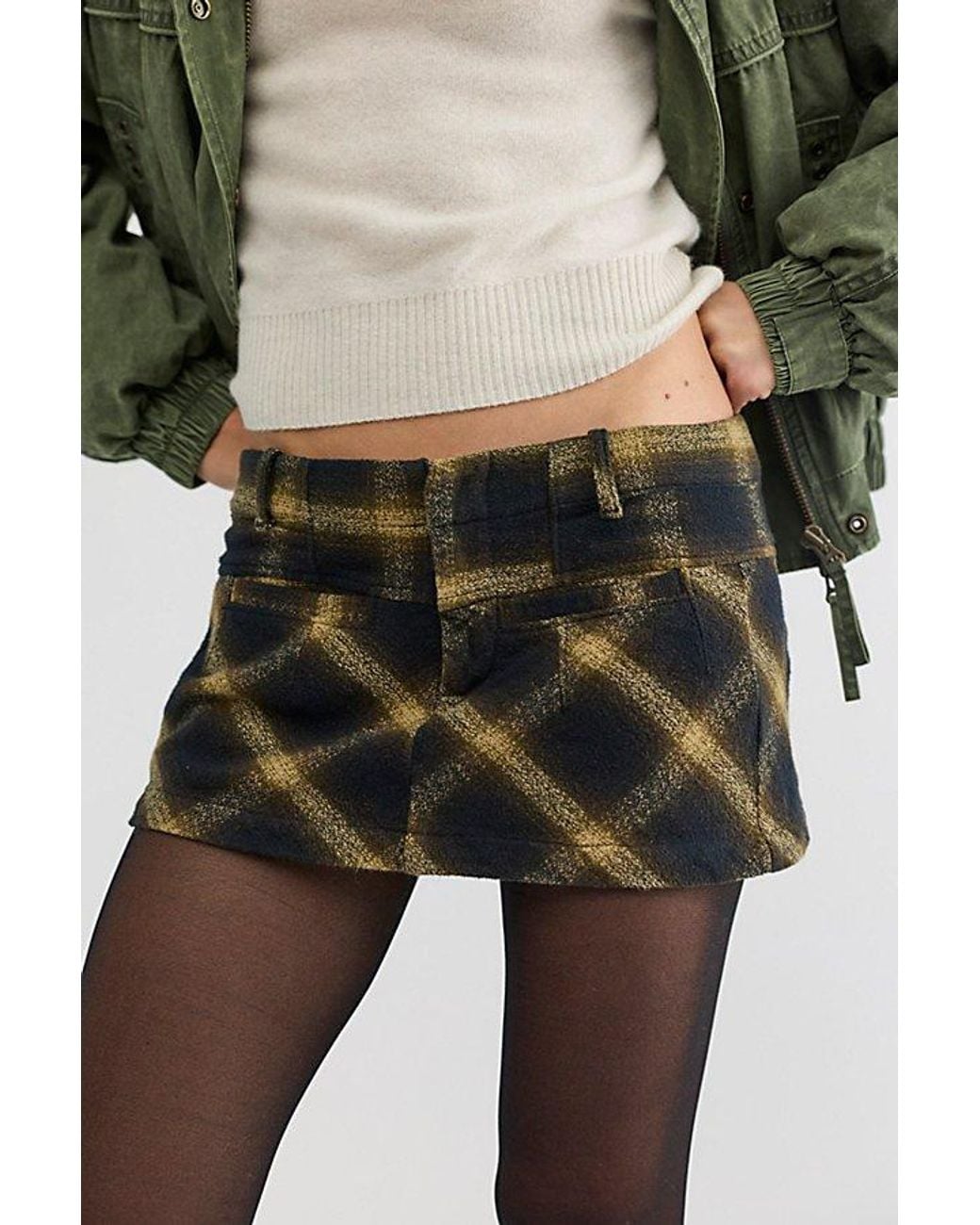 Free People Natural Mille Fleur Pixie Plaid Mini Skirt