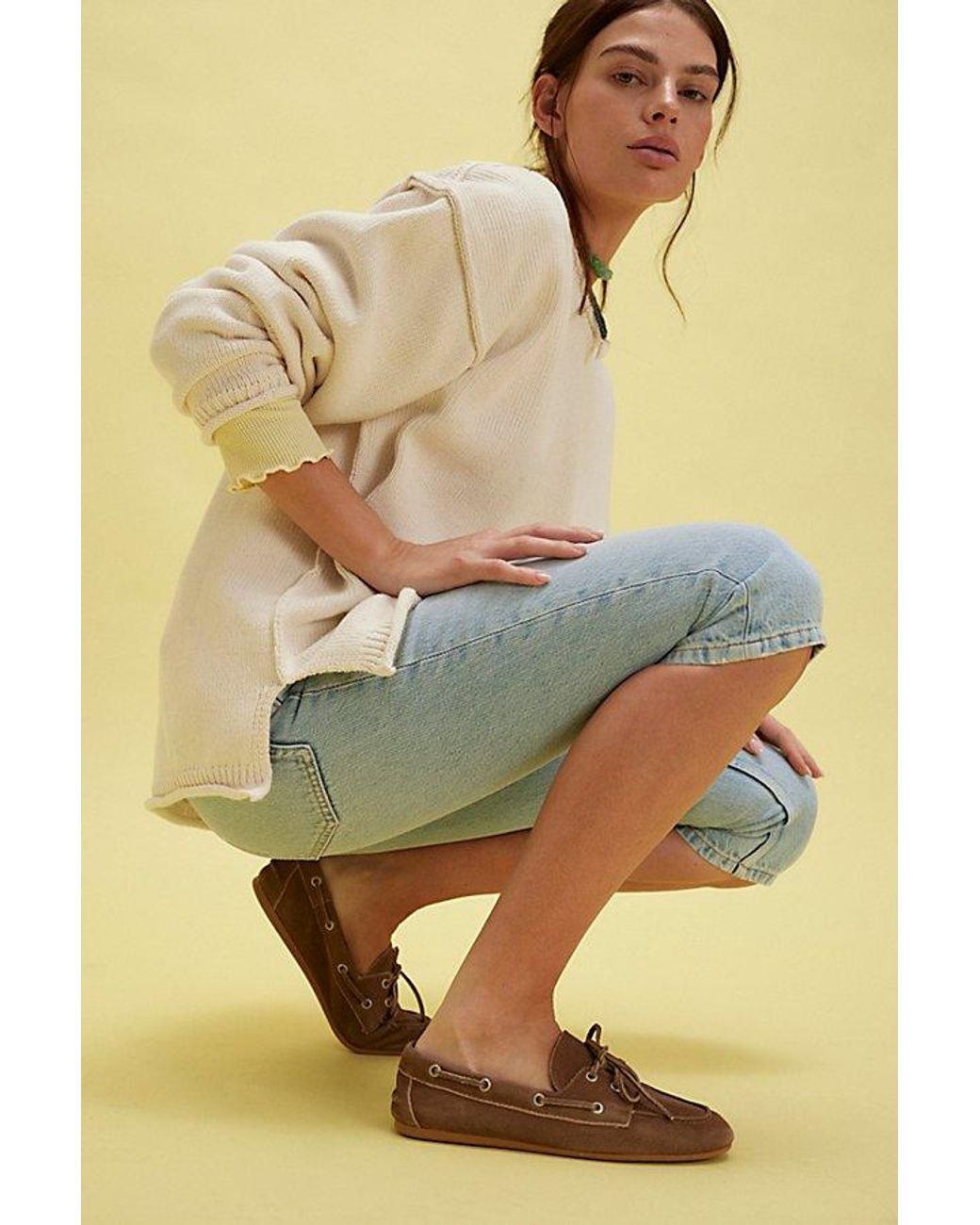 Jeffrey Campbell Yellow Yachting Day Suede Boat Shoes