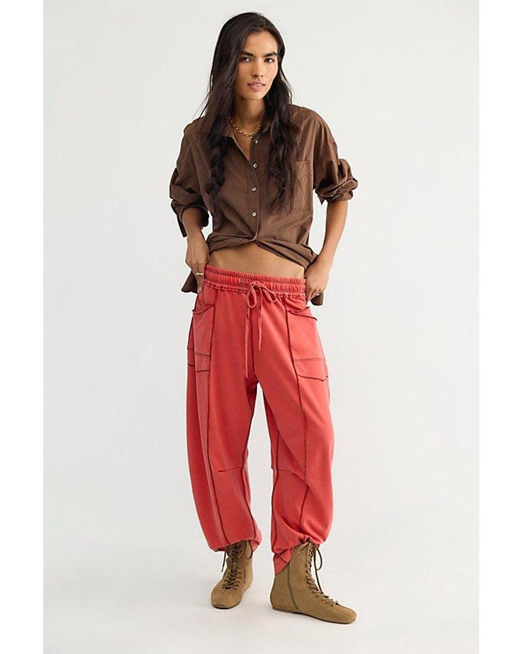 Free People Red Kaiden Barrel Trousers