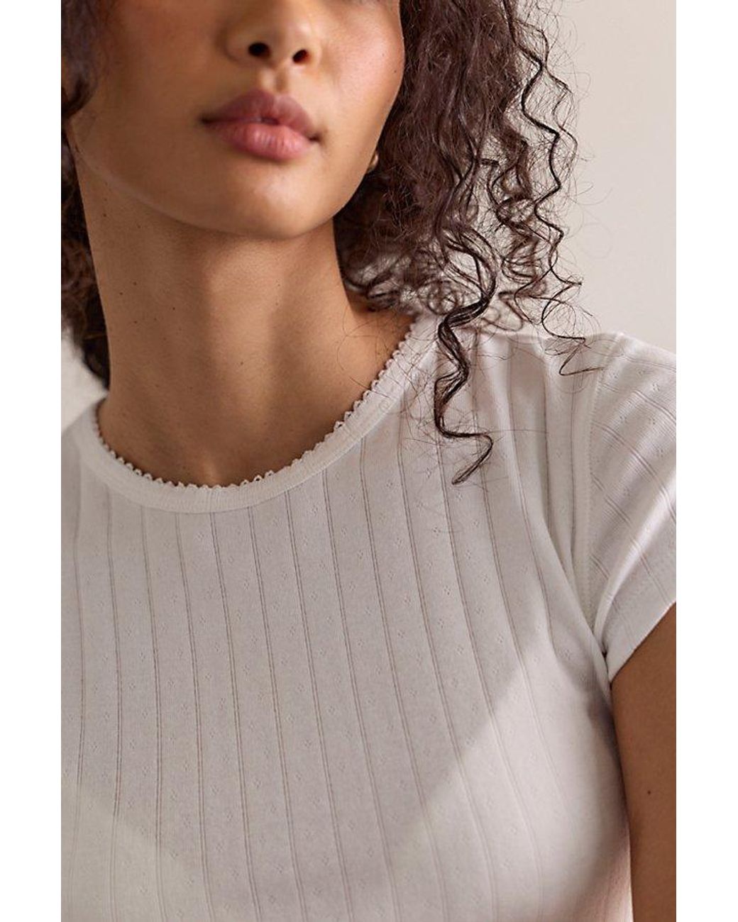 Intimately By Free People Brown Classic Keepsake Pointelle Baby Tee By