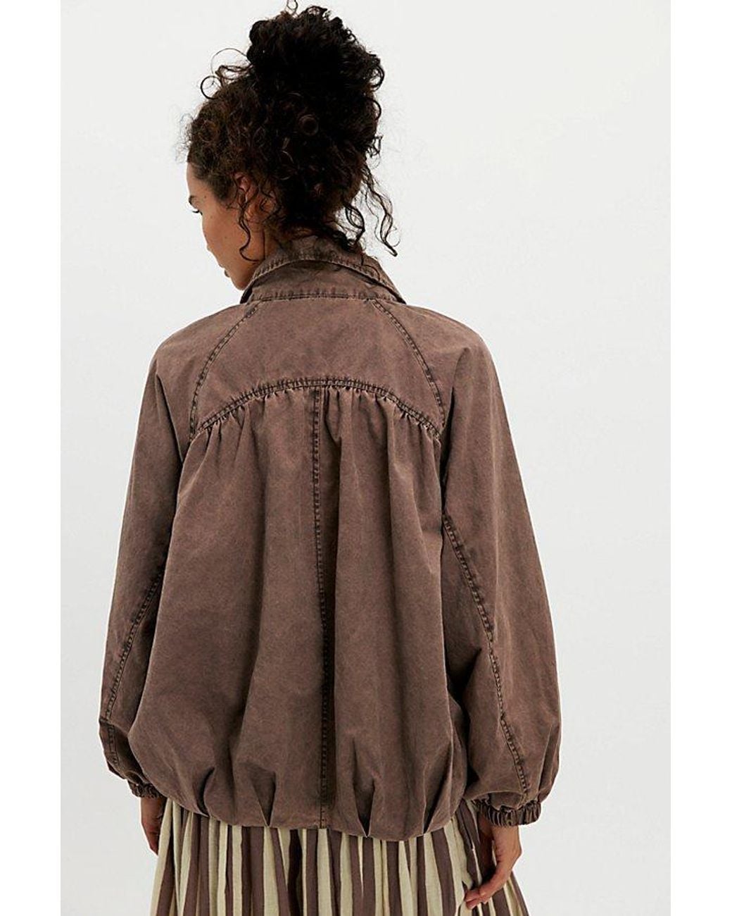 Free People Brown Chelsea Funnel-Neck Jacket