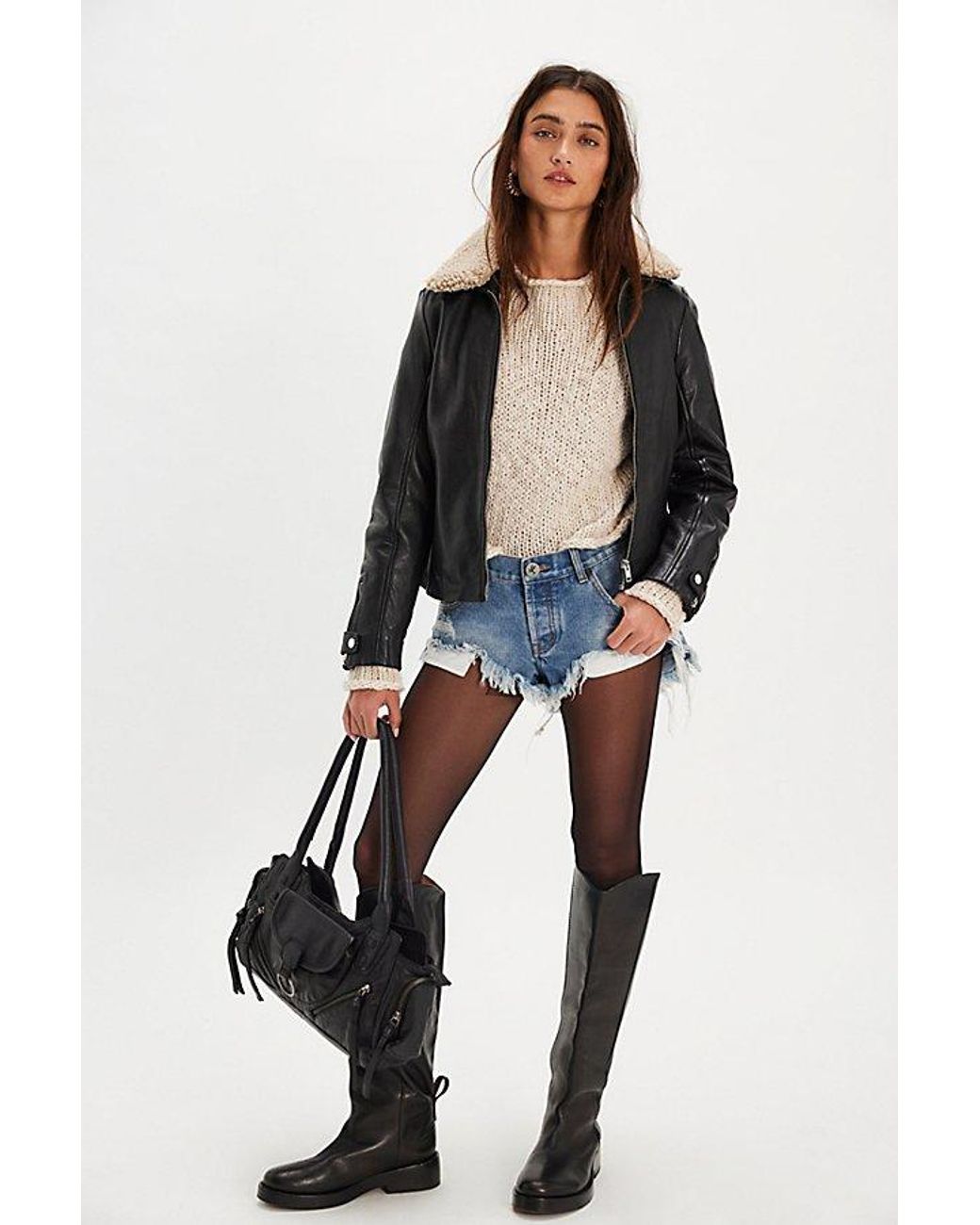 One Teaspoon Black Micro Dukes Low-Waisted Denim Shorts