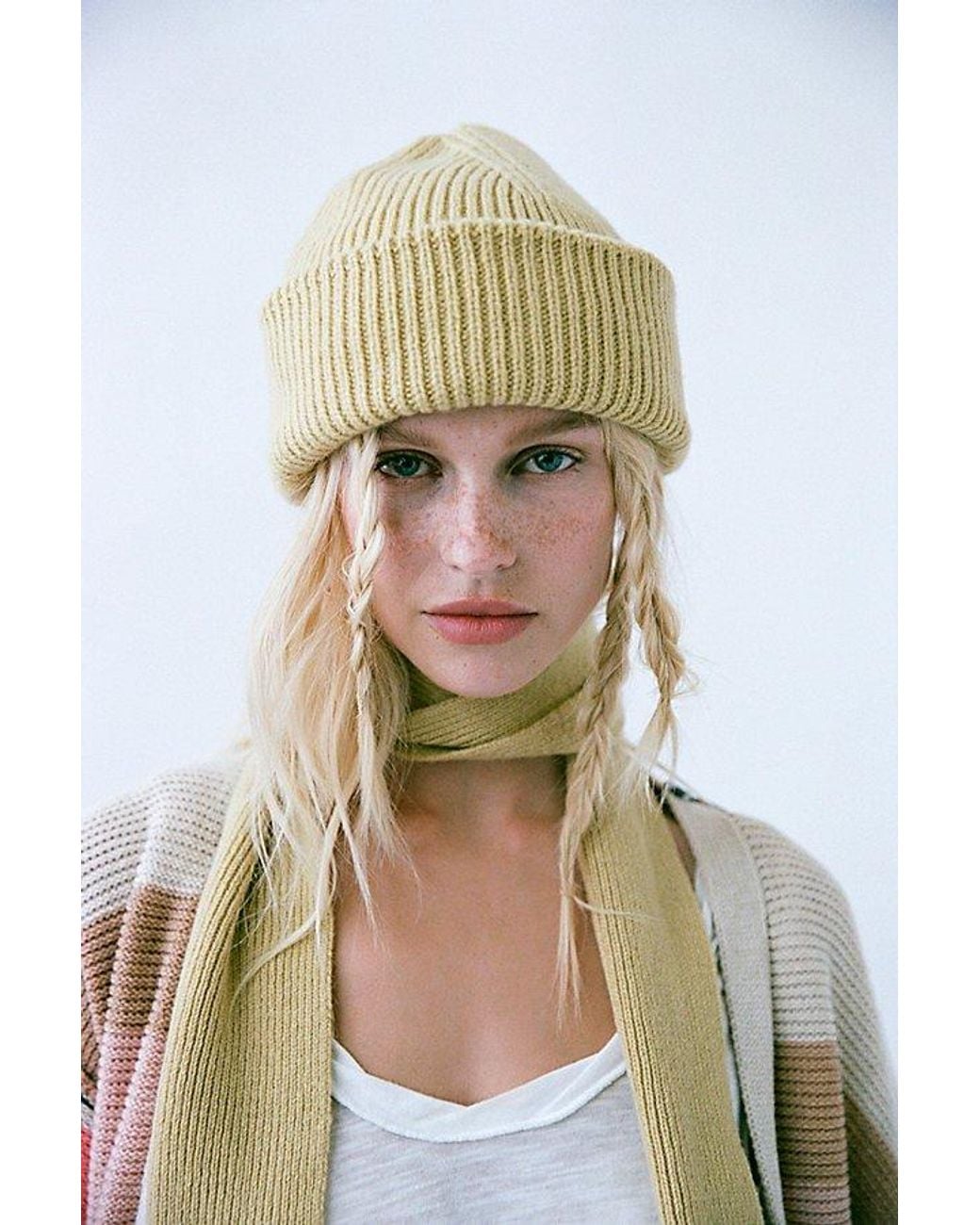 CLÒIMH Metallic Chunky Soft Wool Beanie Hat