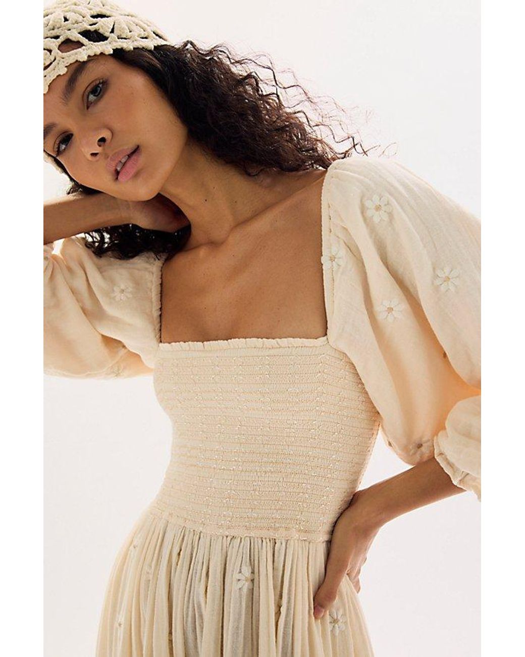 Free People Natural Dahlia Embroidered Maxi Dress