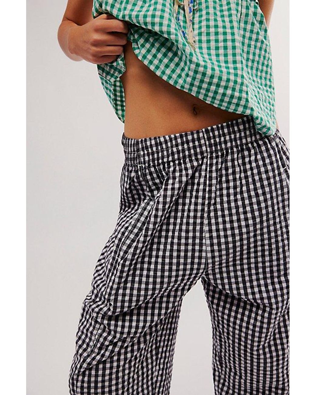 Free People Multicolor Preppy Poplin Gingham Trousers