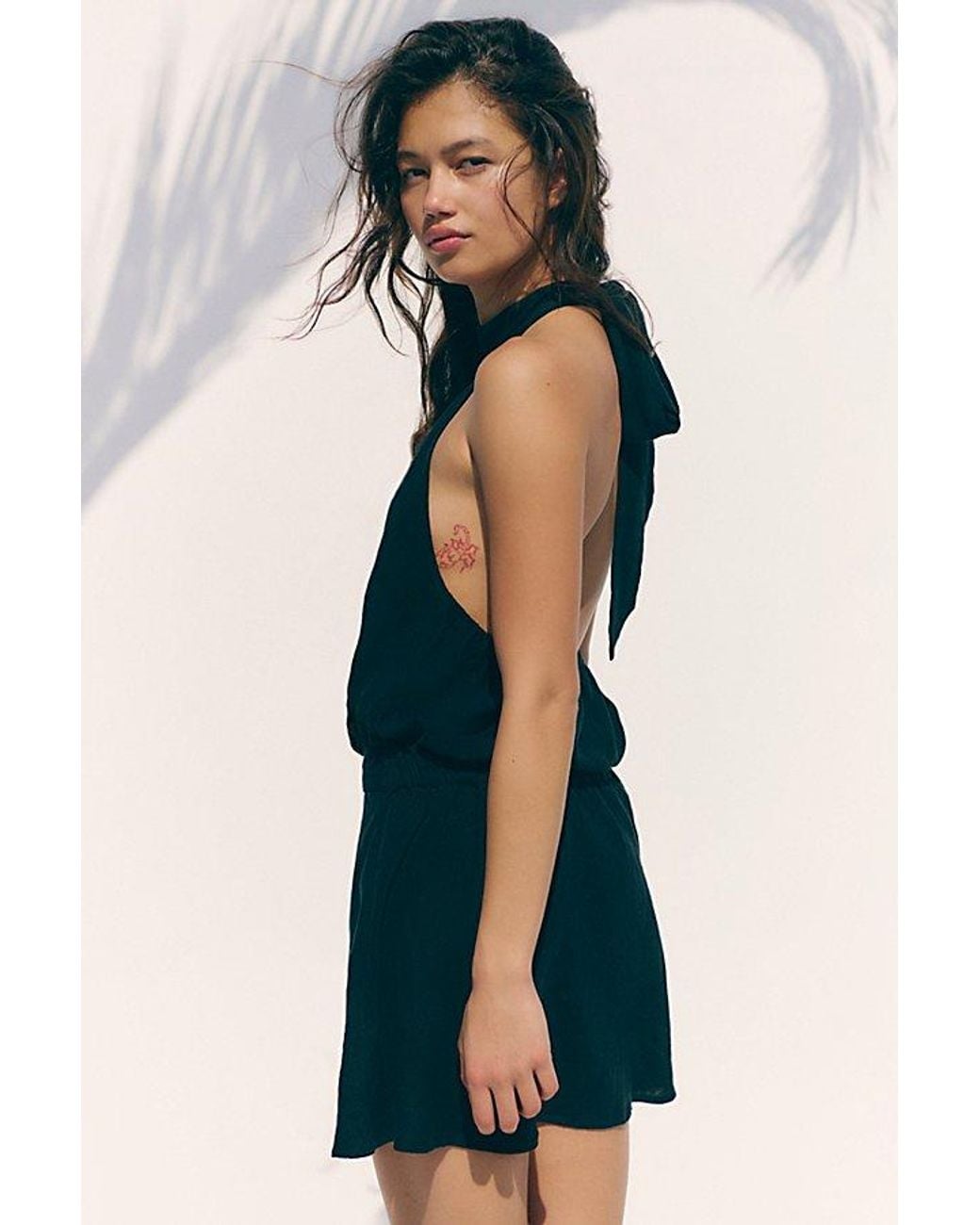 free-est Black Sandshell Linen Drea Mini Dress By