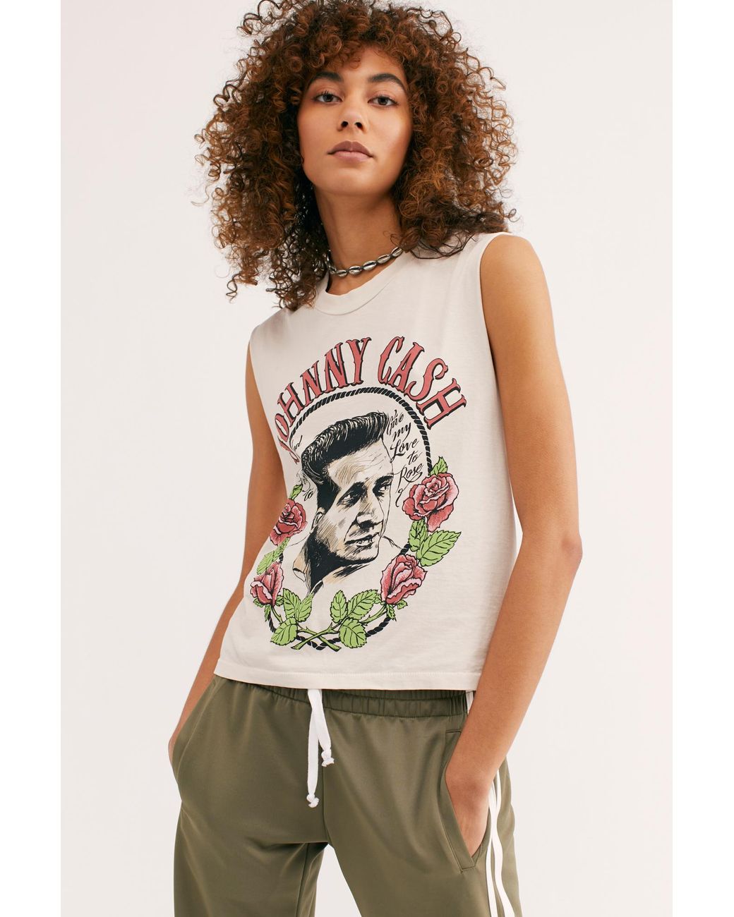 Free People Johnny Cash Roses Tee By Daydreamer in White | Lyst