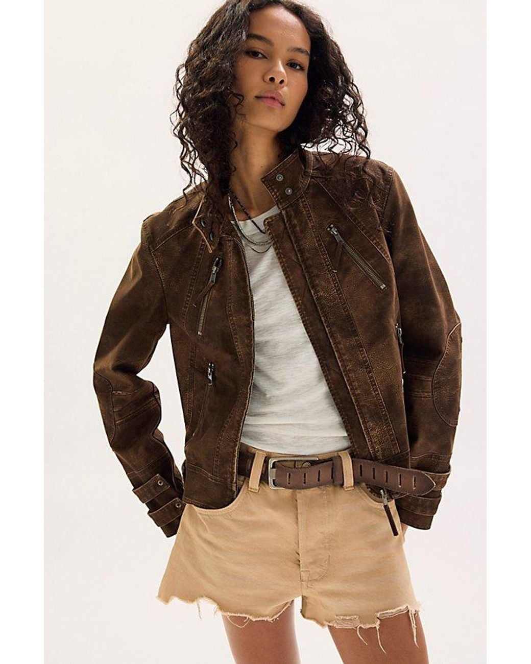 Free People Brown Jesse Vegan Suede Jacket