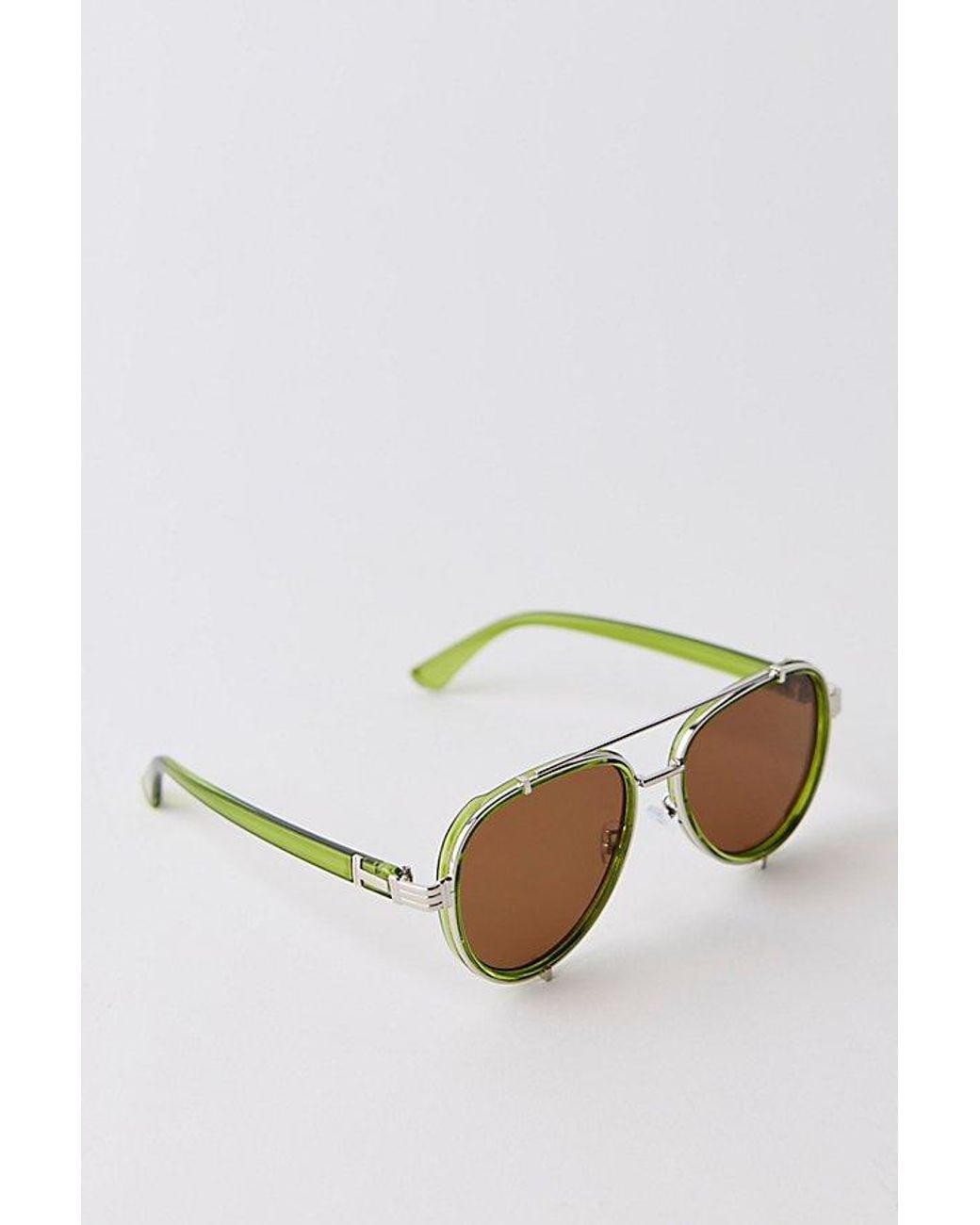 Free People Green Wesley Oversized Aviator Sunglasses