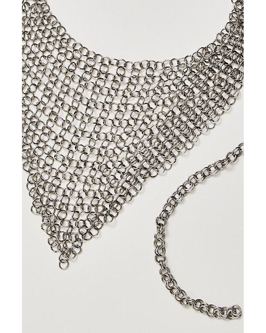 Free People White Bex Bandana Chainmail Belt