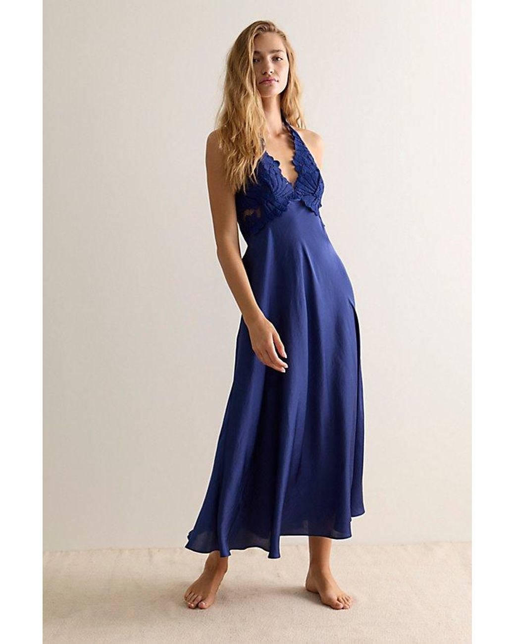 Intimately By Free People Blue Petal Party Midi Slip Dress By