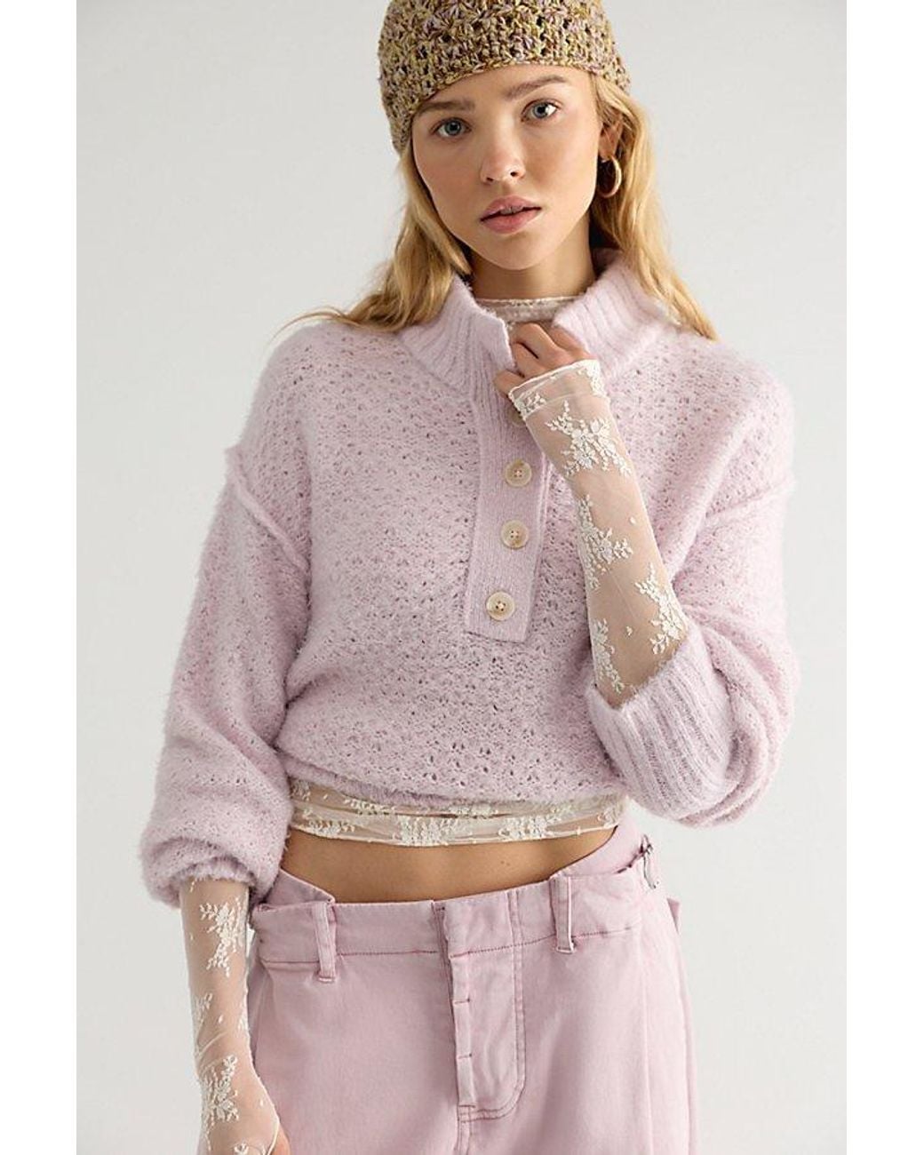 Free People Multicolor Tucked Henley Pullover