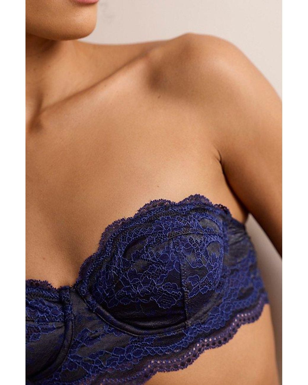 Intimately By Free People Blue Out Of Bounds Lace Balconette Underwire Bra By