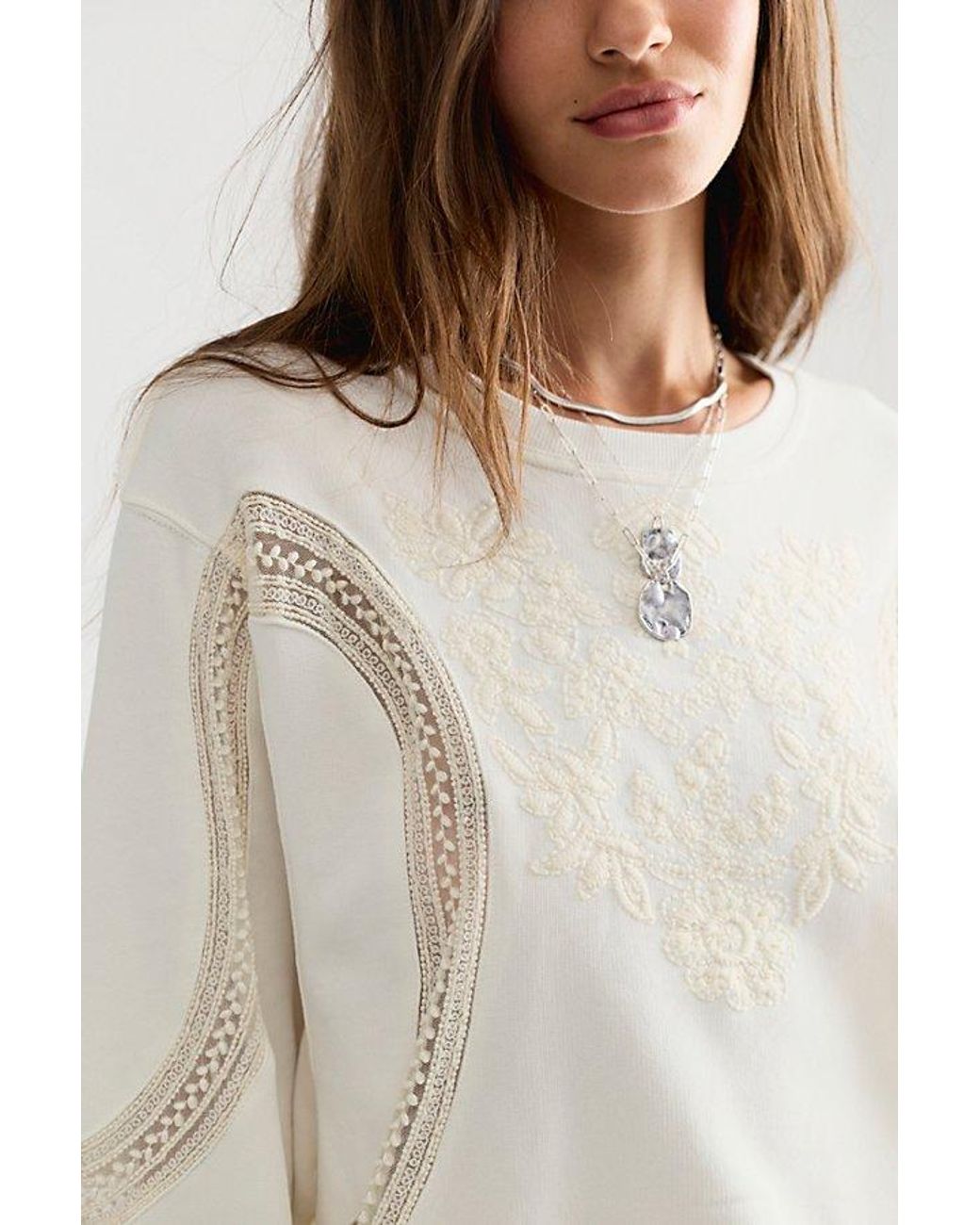 Free People Multicolor Love Lace Sweatshirt