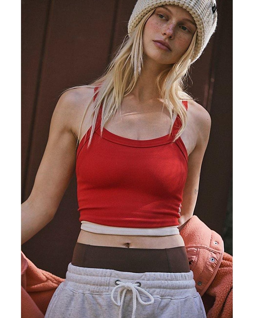 Fp Movement Red All Clear Solid Cami