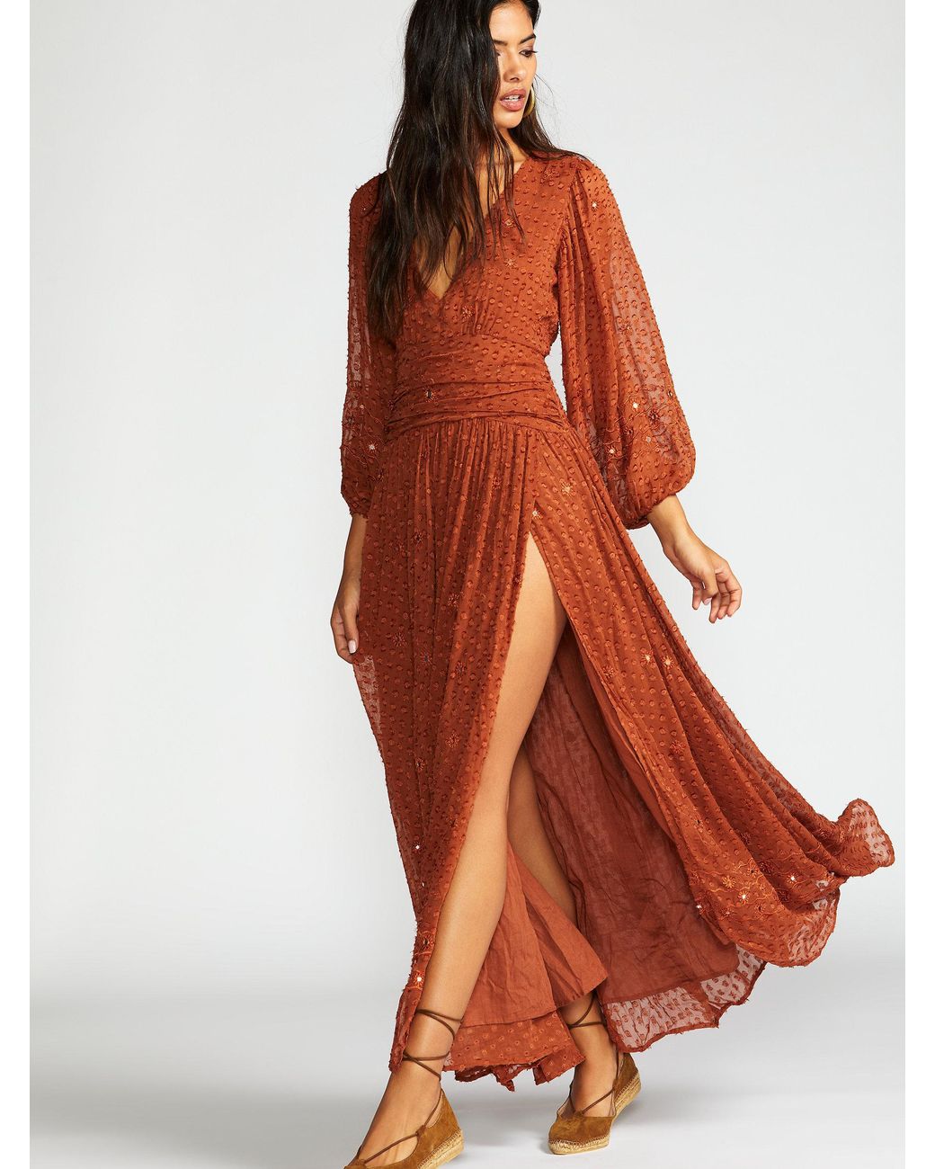 Synthetic Embellished Lapis Maxi Dress 