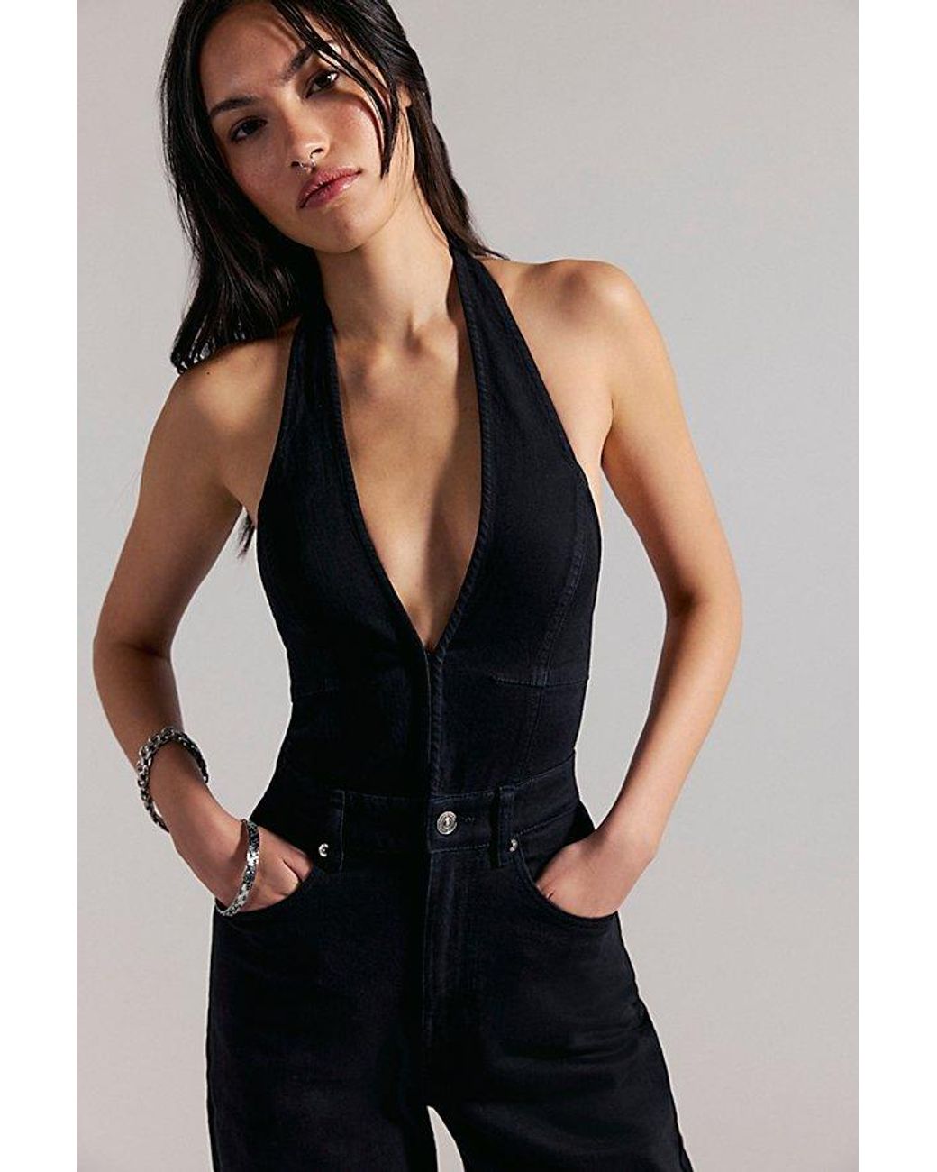 Free People Blue Lark Denim Jumpsuit