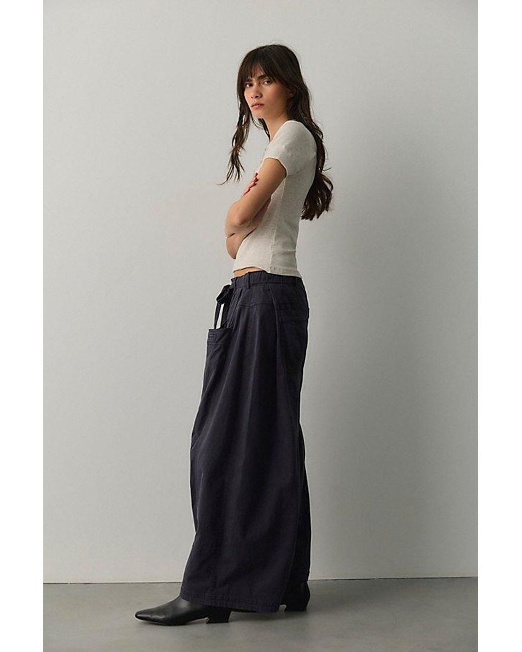 Free People Blue Take Shape Wide Taper Pants
