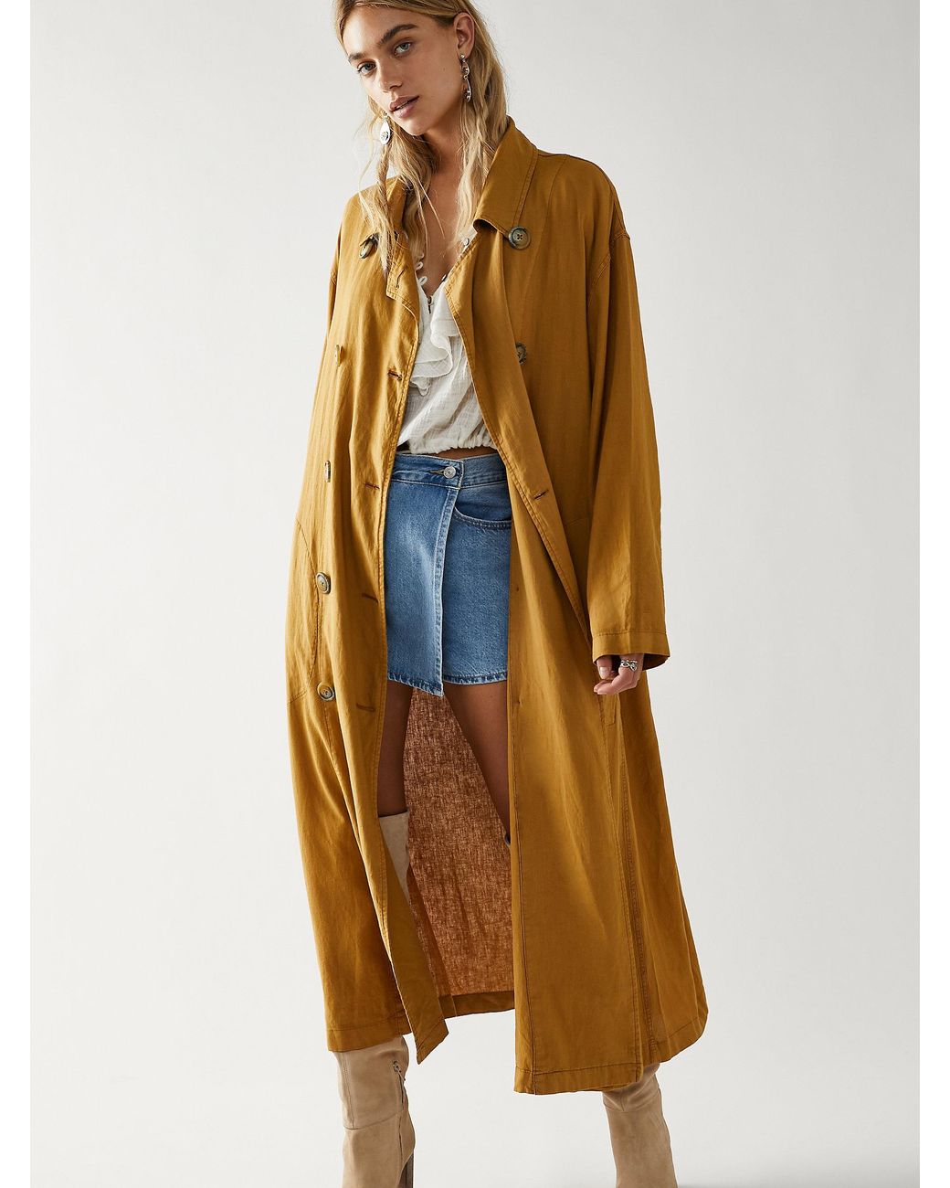 Free People Linen Sweet Melody Trench Coat | Lyst