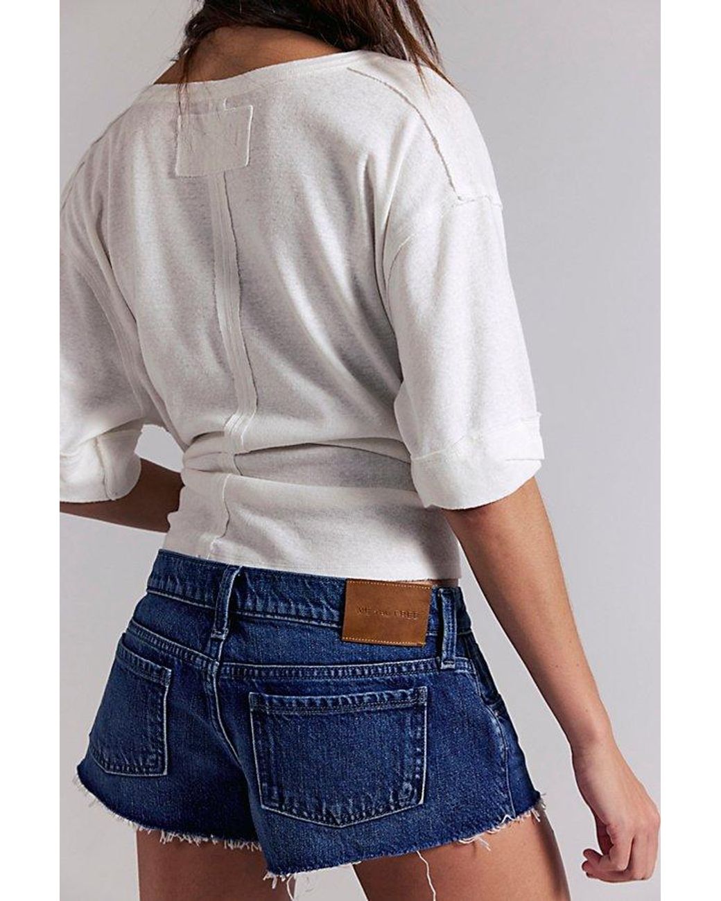 Free People Blue Hit The Road Micro Shorts