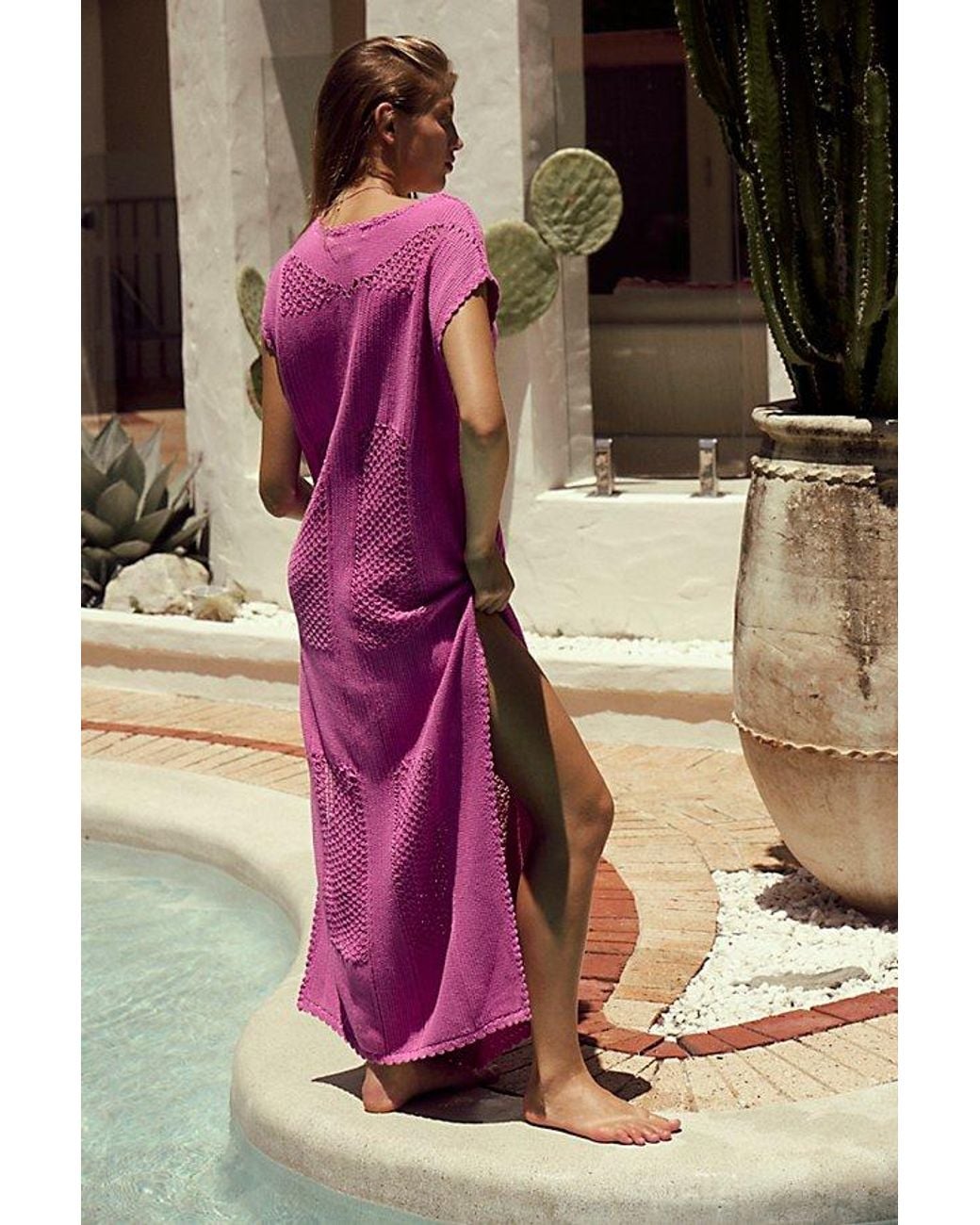 Free People Clair Fauxchet Midi Dress in Pink | Lyst