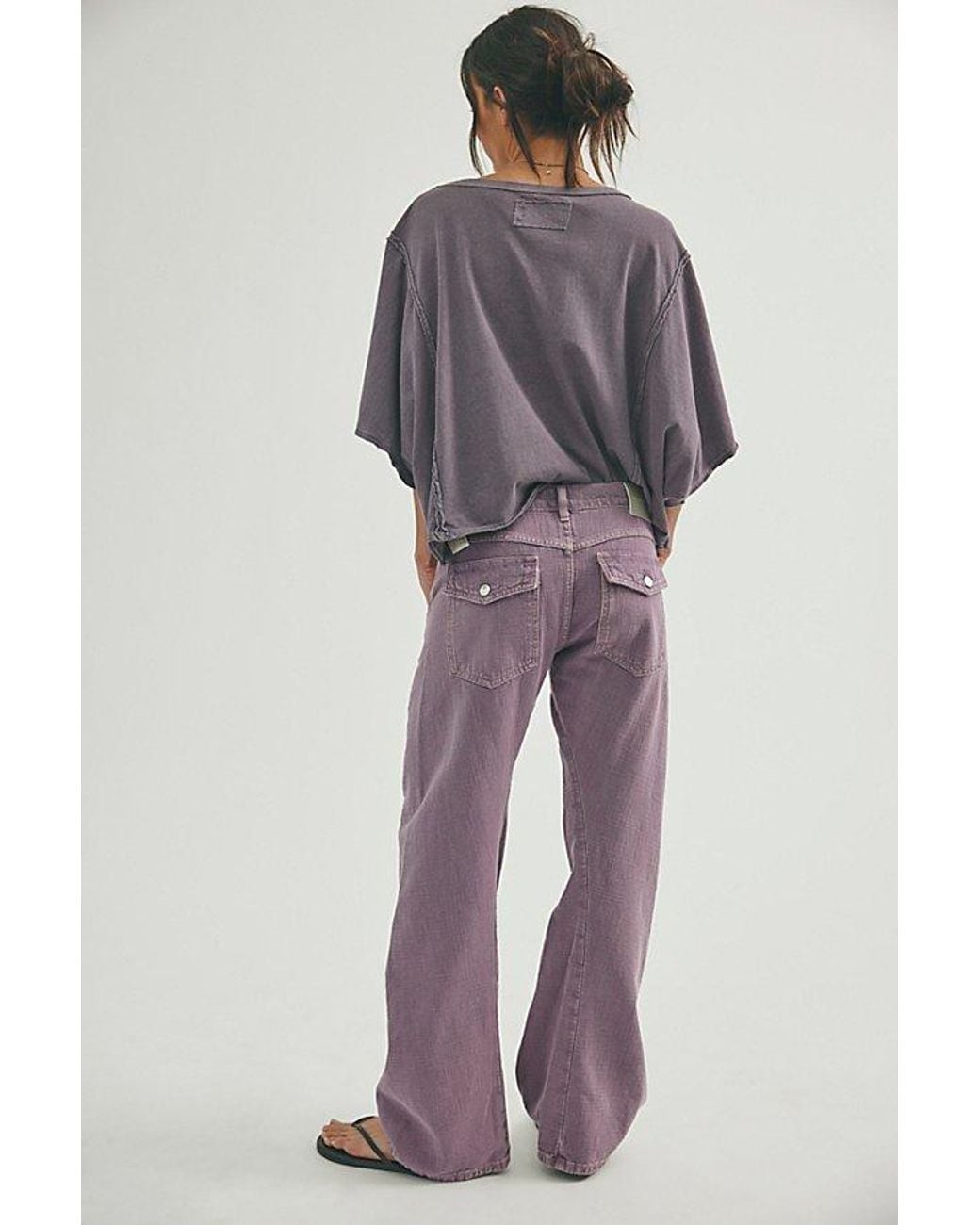 Free People Purple Highland Low-Rise Twisted Bowed Jeans
