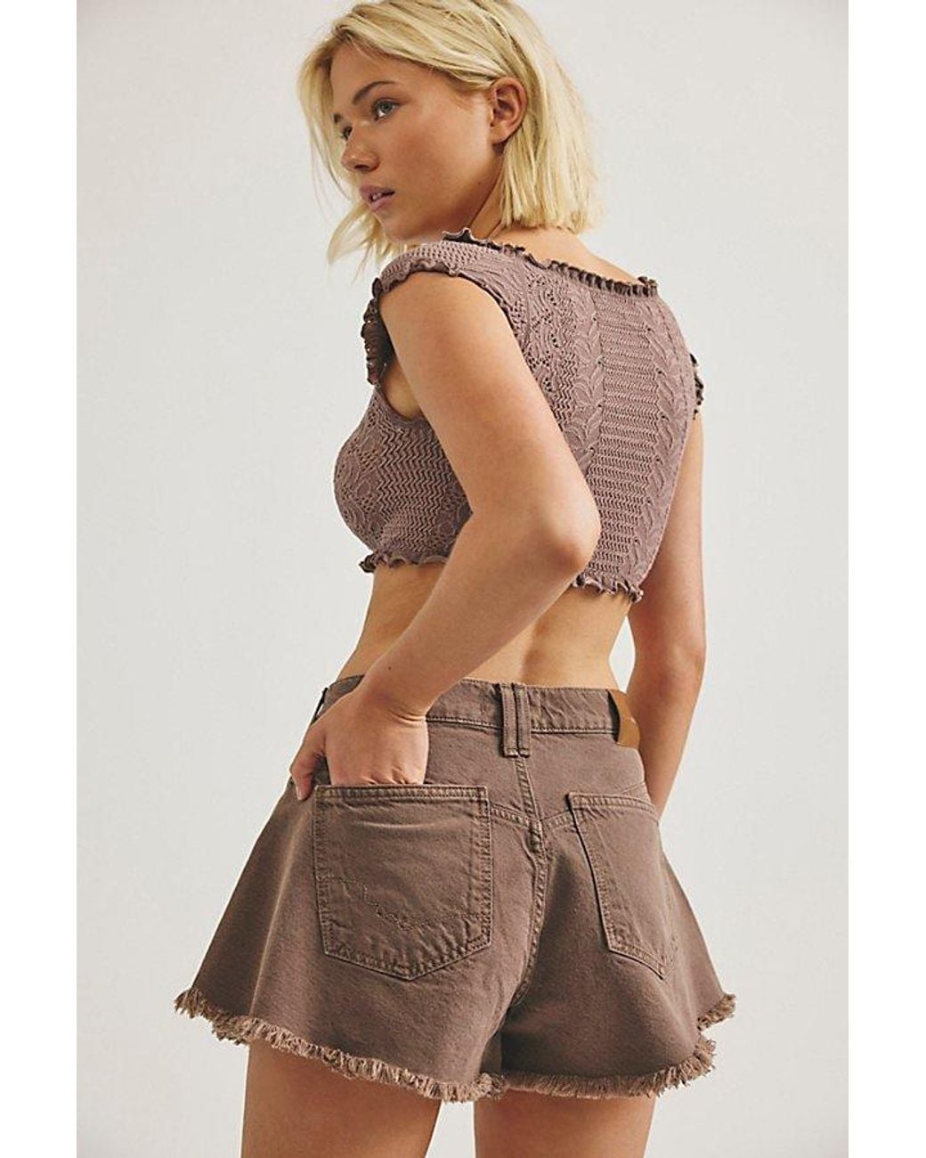 Free People Brown Sparks Fly Shorts