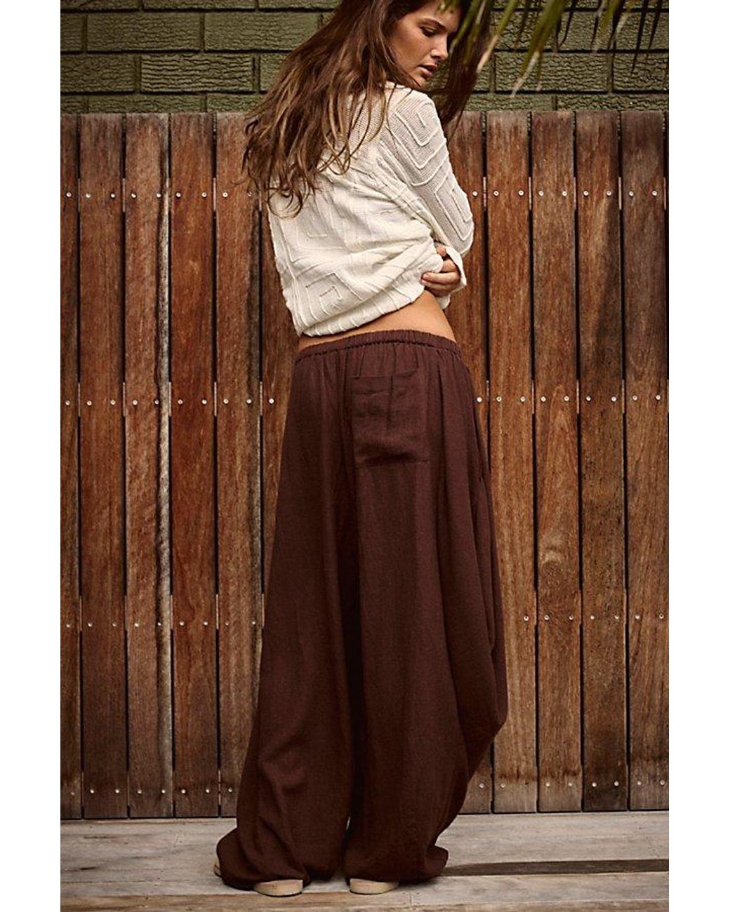 free-est Brown Sandshell Linen Carlie Pants By