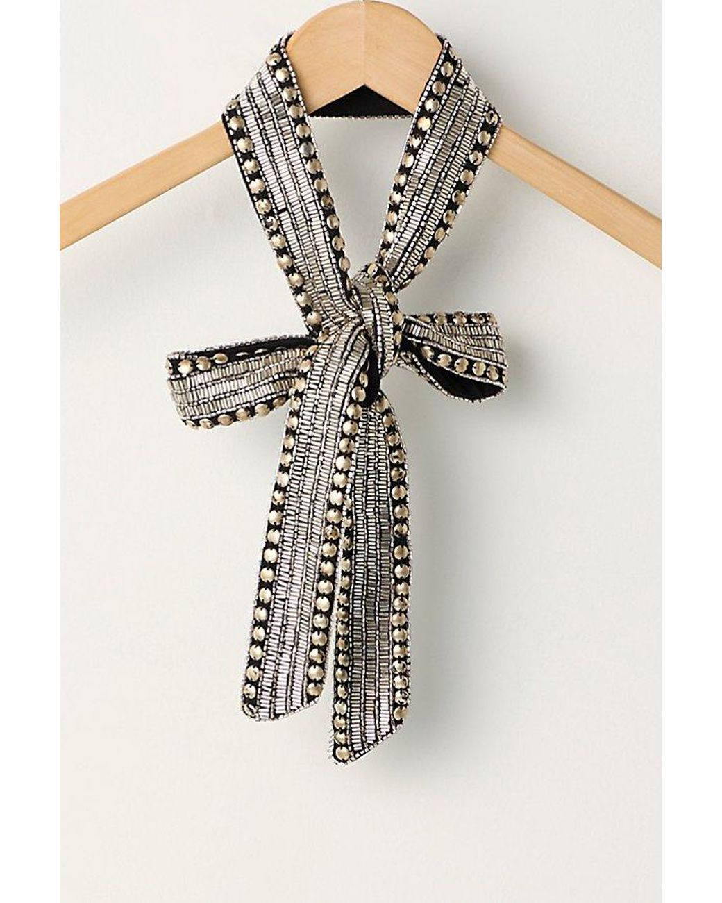 Free People Black Billie Embellished Skinny Scarf