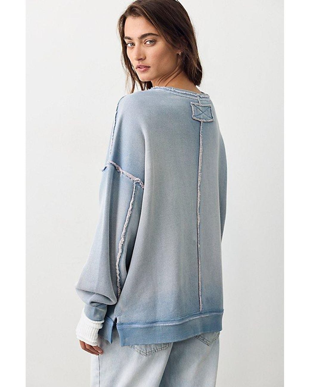 Free People Gray Faded Memory Long Sleeve Pullover