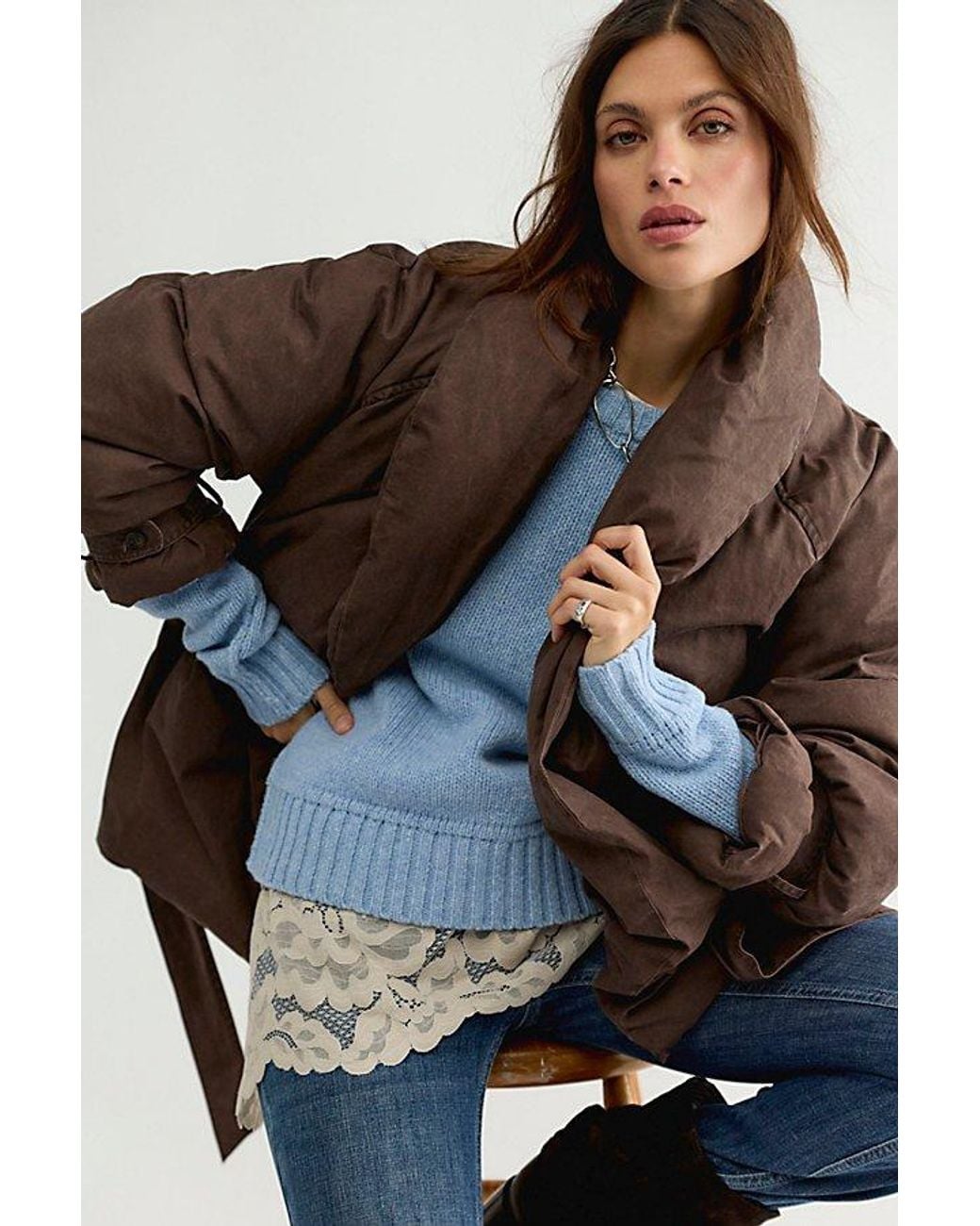 Free People Brown Officer Puffer Jacket
