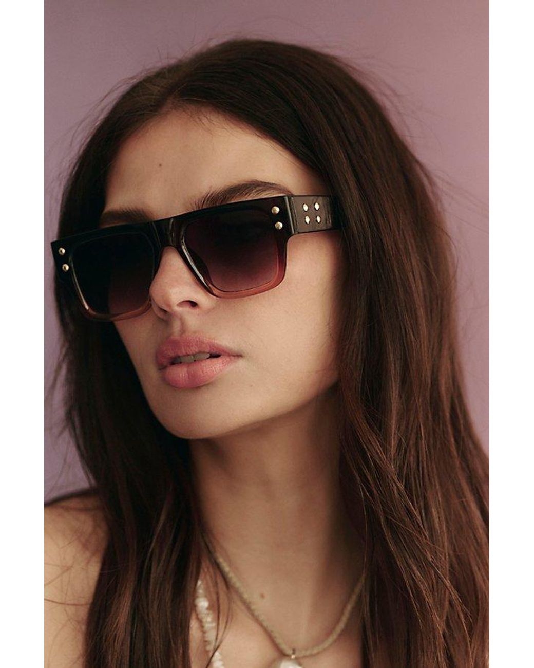 Free People Brisbane Studded Rectangular Sunnies❤️ NWOT Free People Brisbane Studded Rectangle Sunglasses in Brown  main image 2