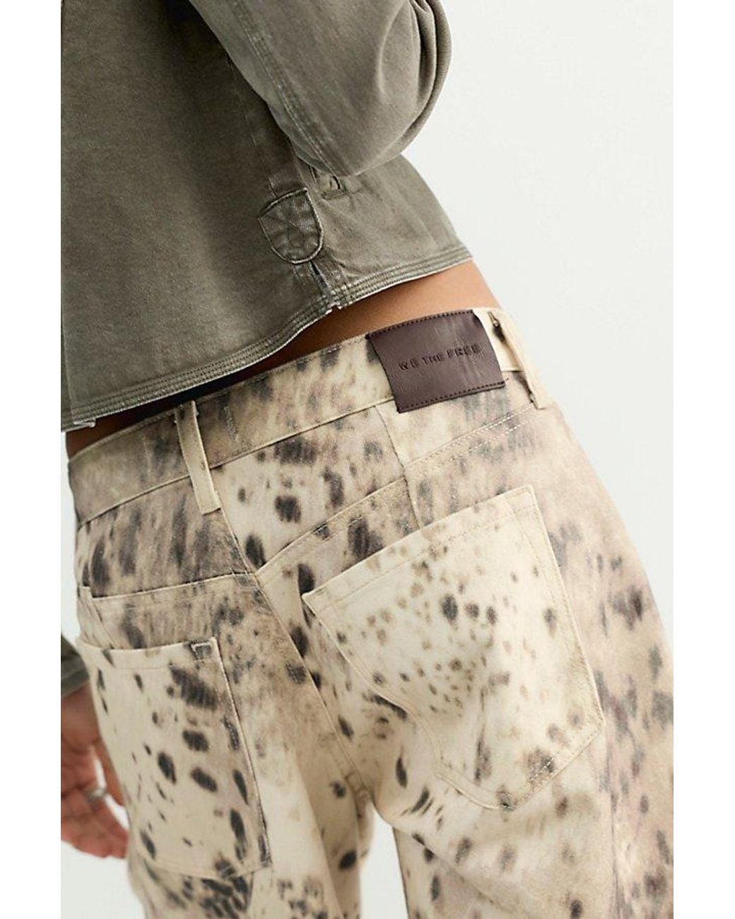 Free People Gray We The Free Alter Ego Wide-Leg Printed Jeans