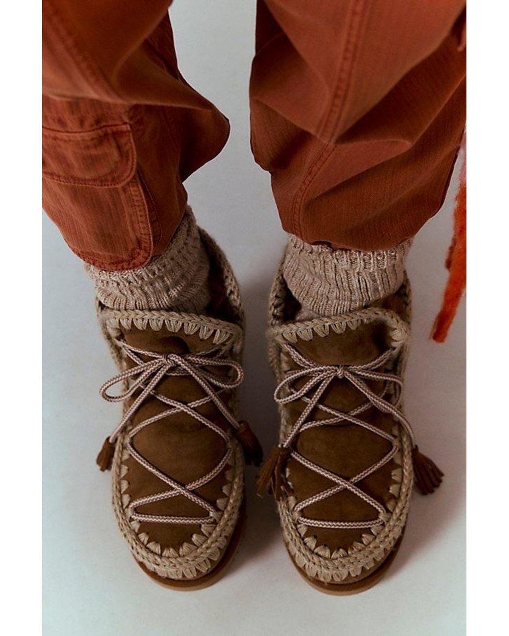 Mou Brown Lace-Up Glacier Boots