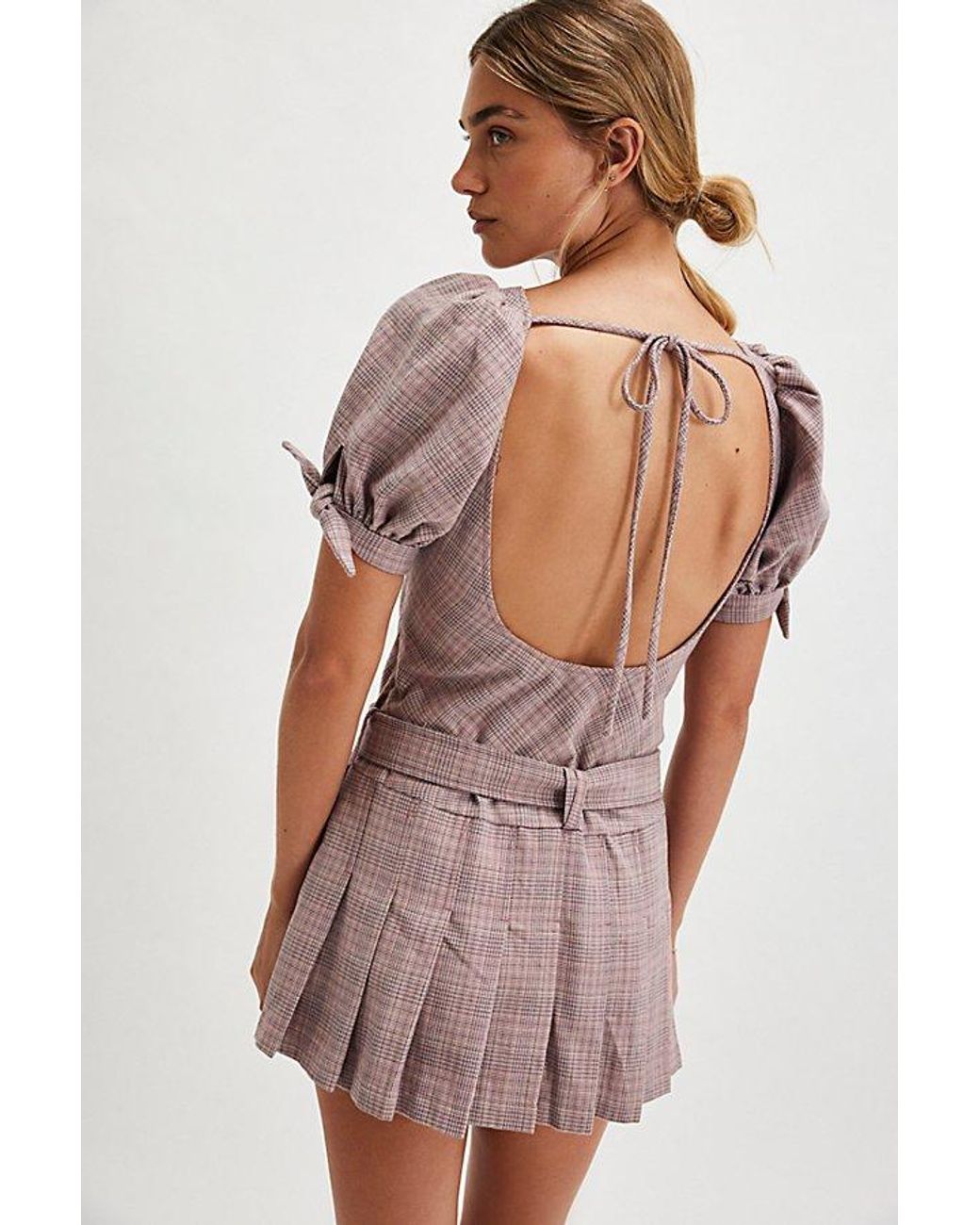 Free People Sevi Plaid Mini Dress in Brown | Lyst