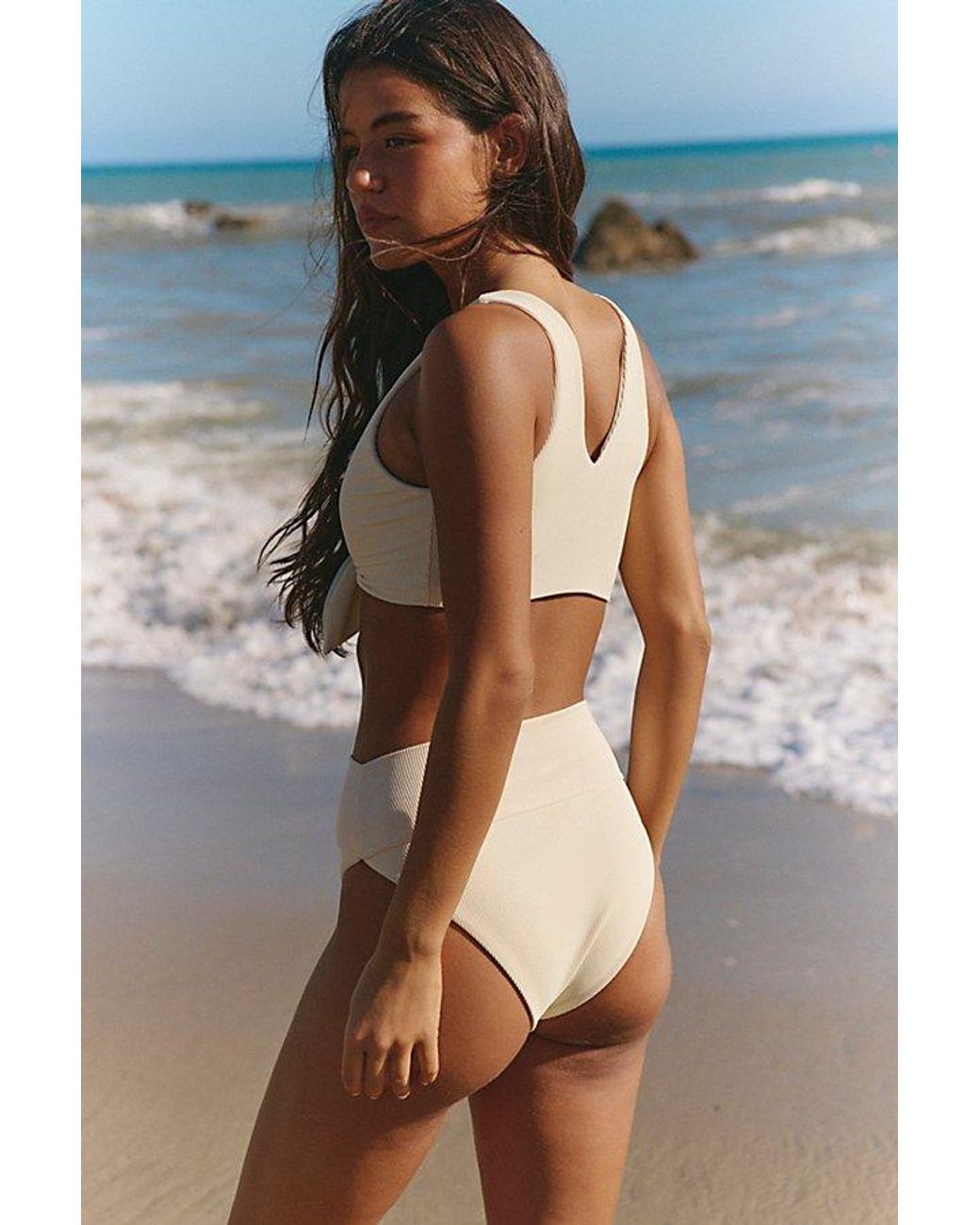 Beach Riot Brown Solid Highway High-Waisted Bikini Bottoms
