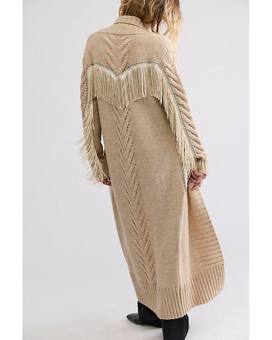 Urban Outfitters Natural Rodeo Studded Sweater Trench Coat