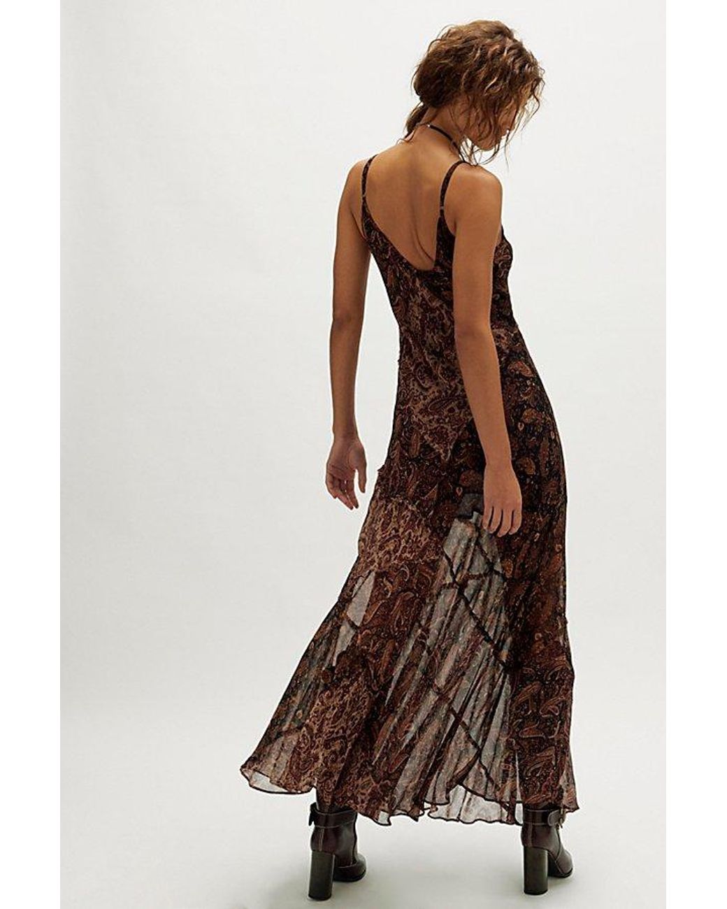 Nigel Preston Paisley Patch Maxi Dress in Brown | Lyst