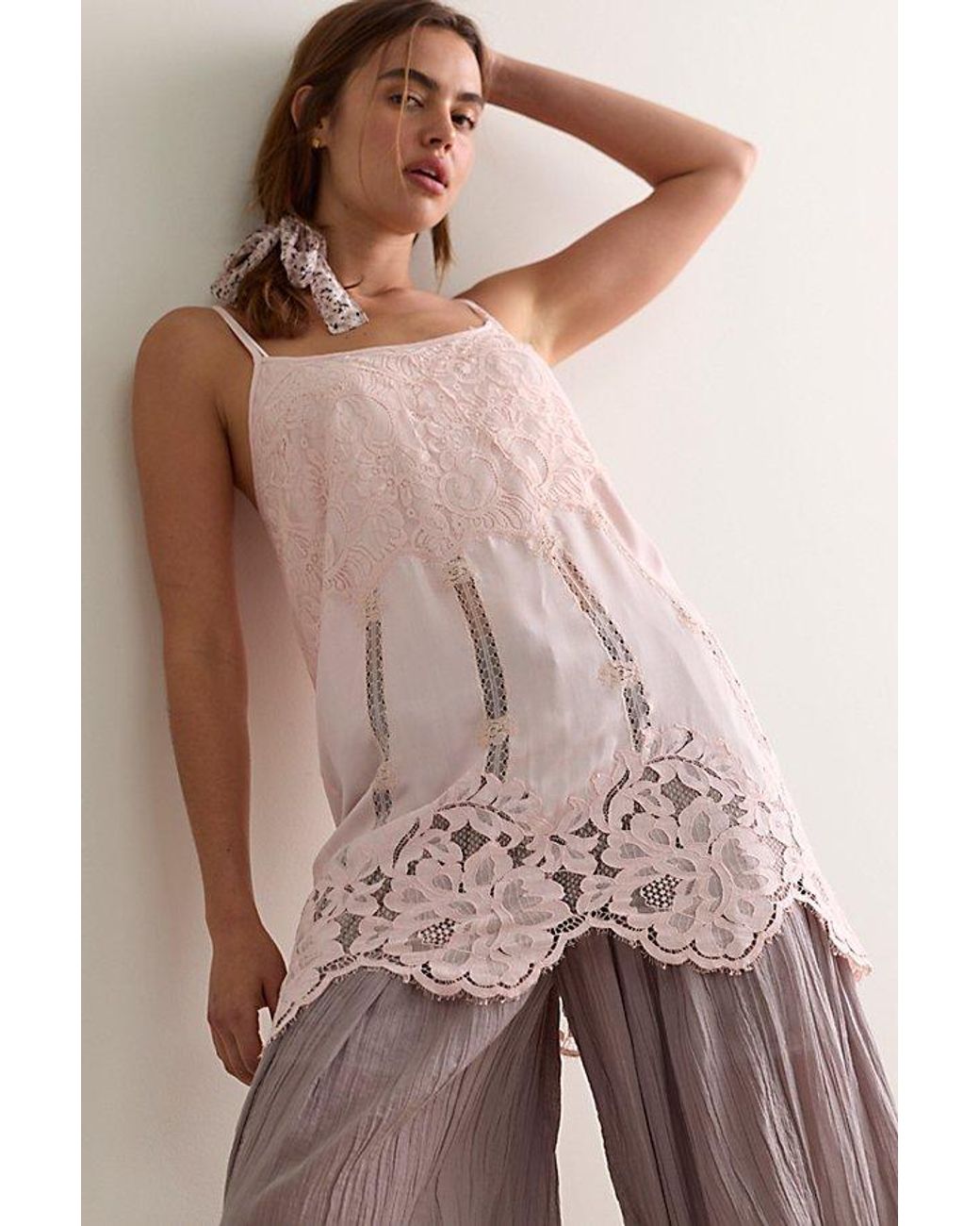 Intimately By Free People Pink Sweet Heirloom Mini Slip Dress By