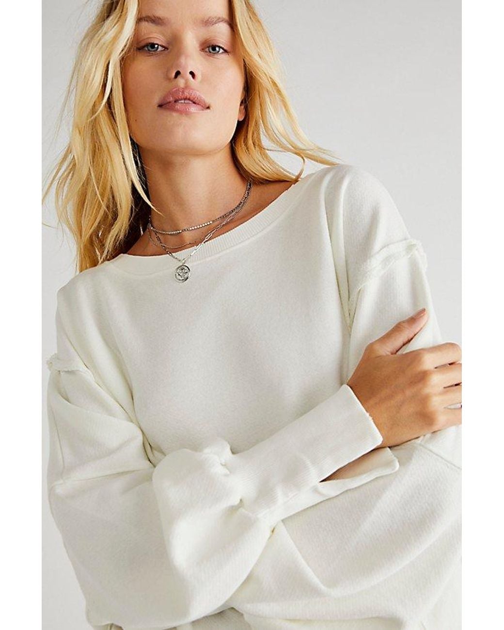 Free People Camden Sweatshirt At Free People In White, Size: Medium