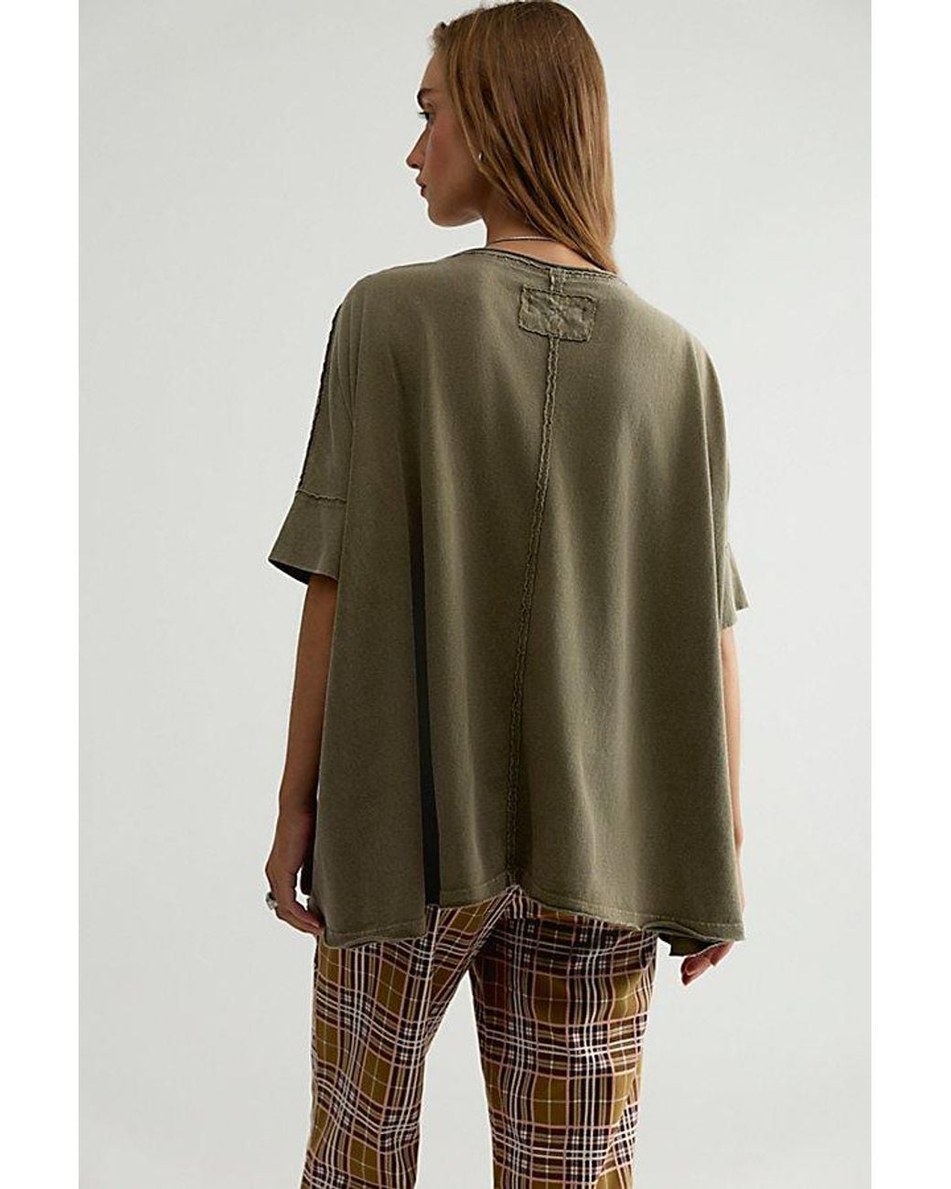 Free People Green Rex Oversized Cotton Tee
